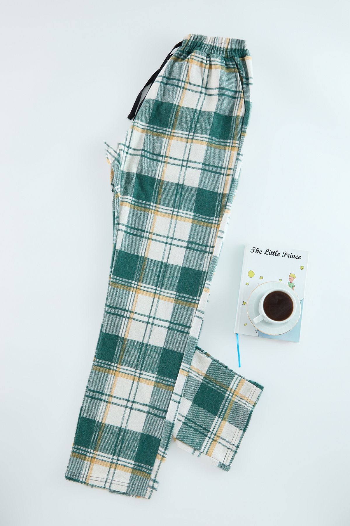 Trendyol Men's Green Ecru Plaid Woven Pajama Bottoms