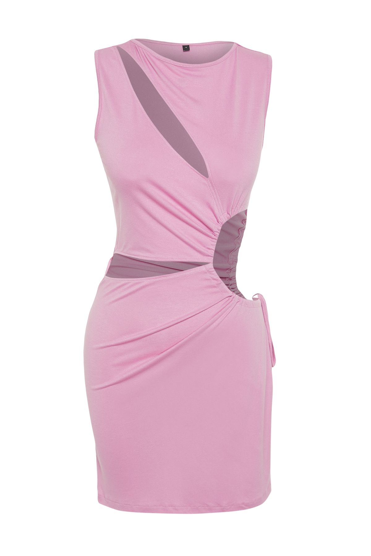Trendyol Pink Fitted Mini Knitted Cut Out/Window Beach Dress