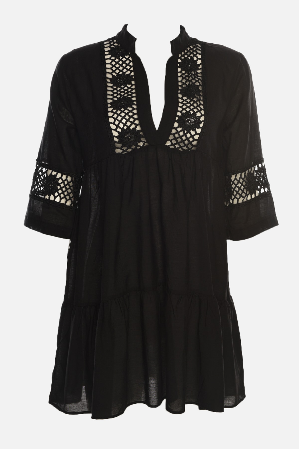 Trendyol Beige Mini Woven Lace Detailed 100% Cotton Beach Dress