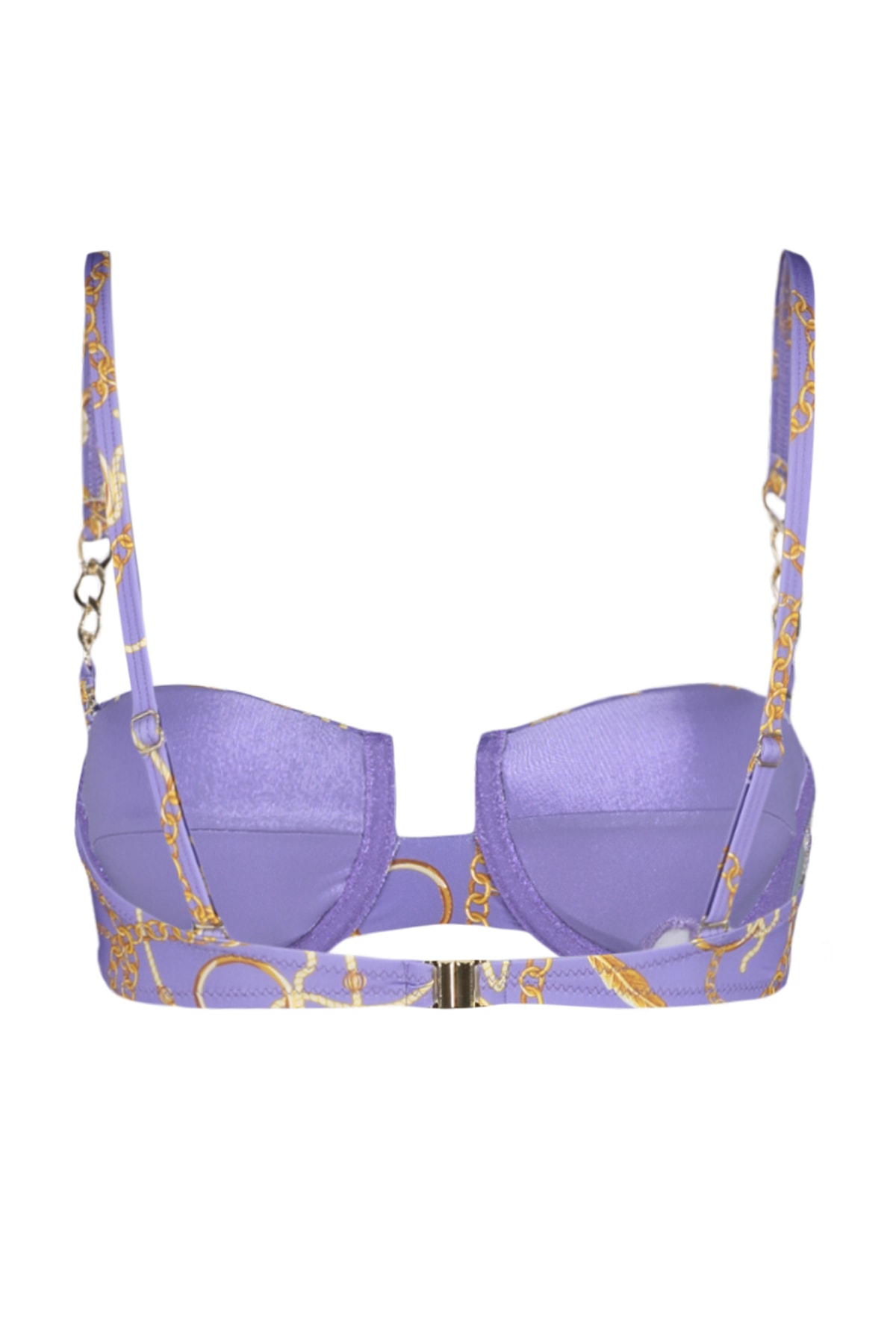 Trendyol Abstract Patterned Underwire Chain Accessory Bikini Top