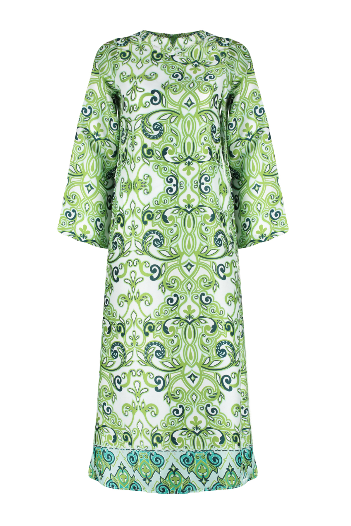 Trendyol Green Satin Surface Ethnic Patterned Evening Dress