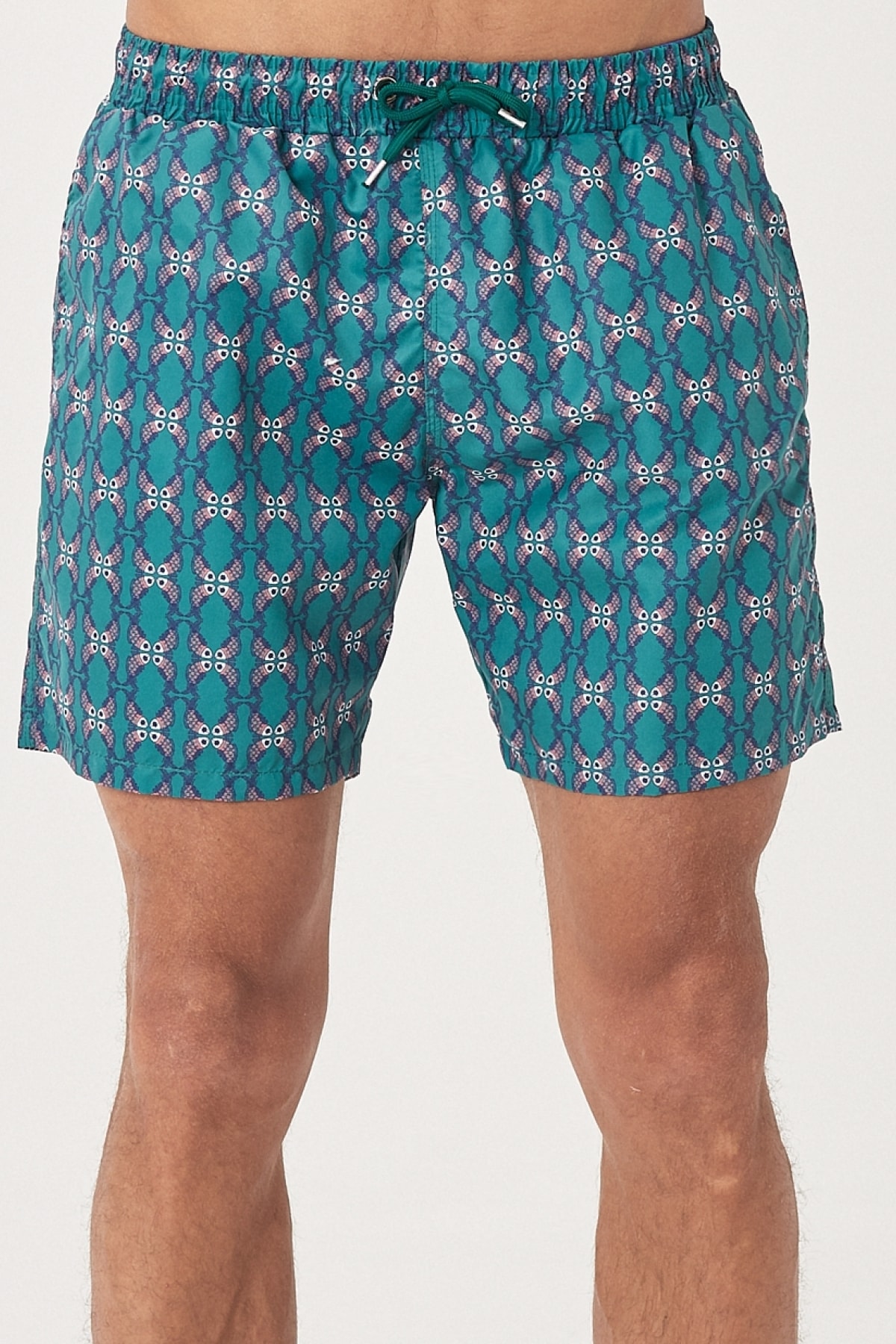 Levně AC&Co / Altınyıldız Classics Men's Green Standard Fit Casual Patterned Swimwear Marine Shorts