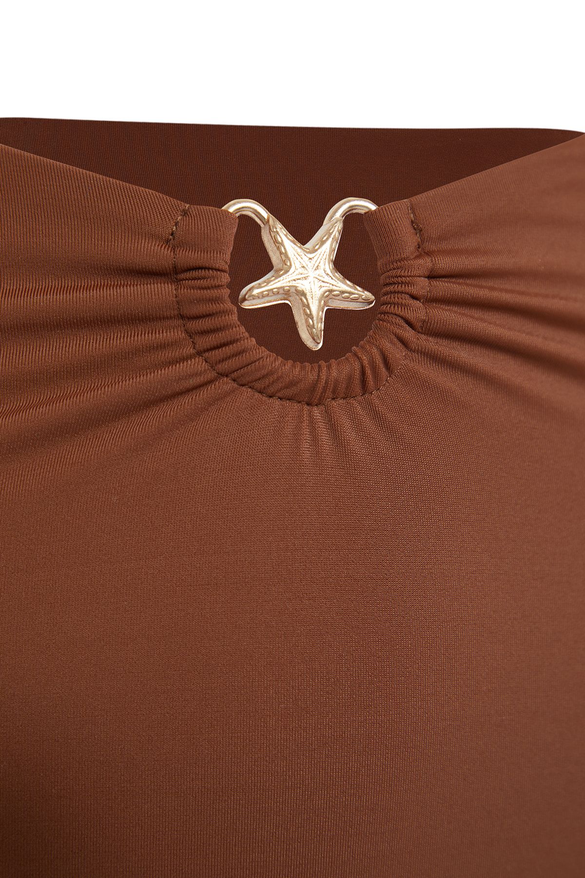 Trendyol Brown Premium Accessory High Waist Hipster Bikini Bottom