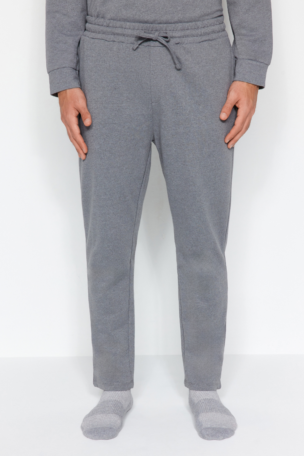 Trendyol Dark Gray Regular Fit Knitted Pajamas Set