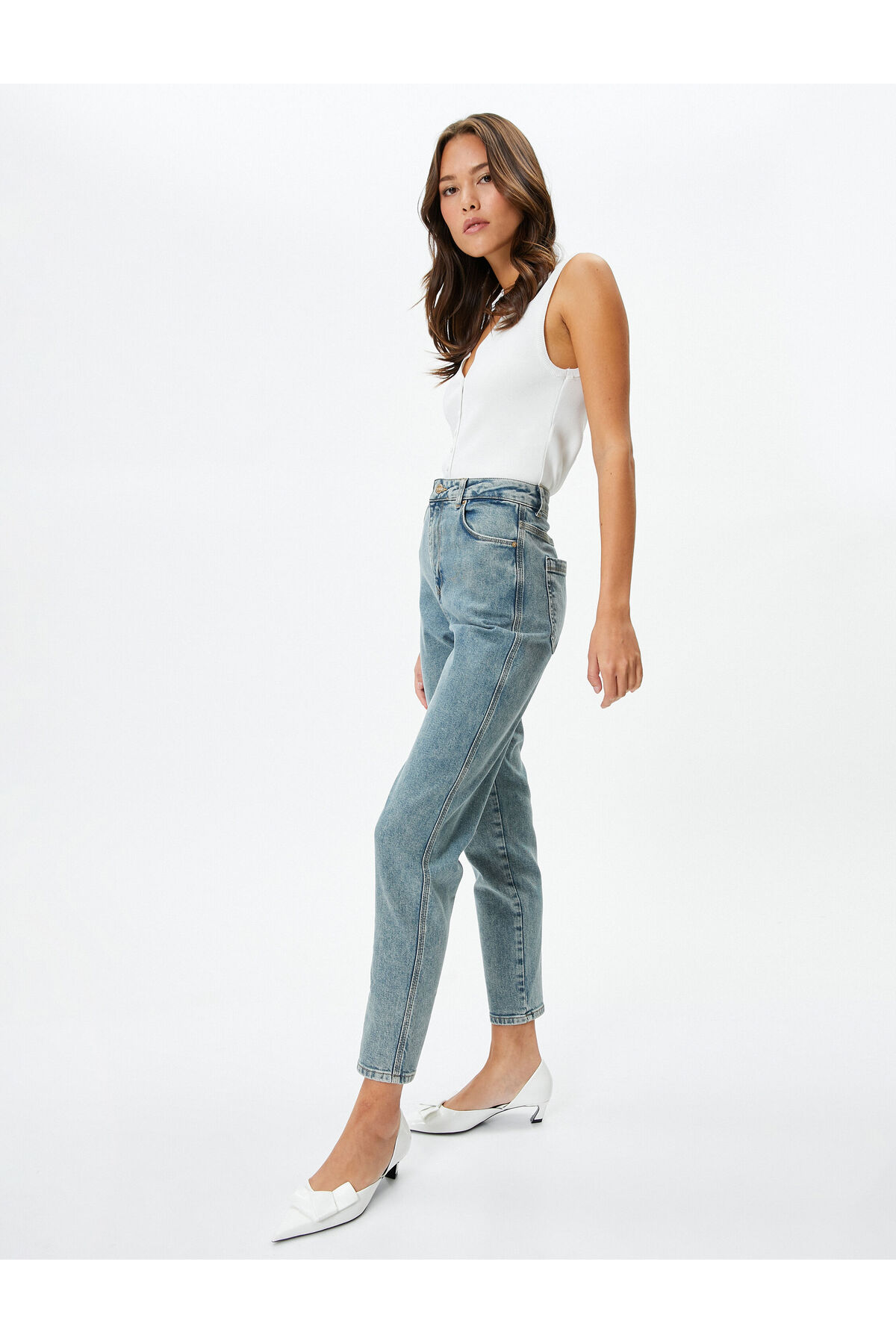 Koton High Waist Denim Trousers Slim Fit Little Stretch Pocket Cotton - Eve Slim Jean