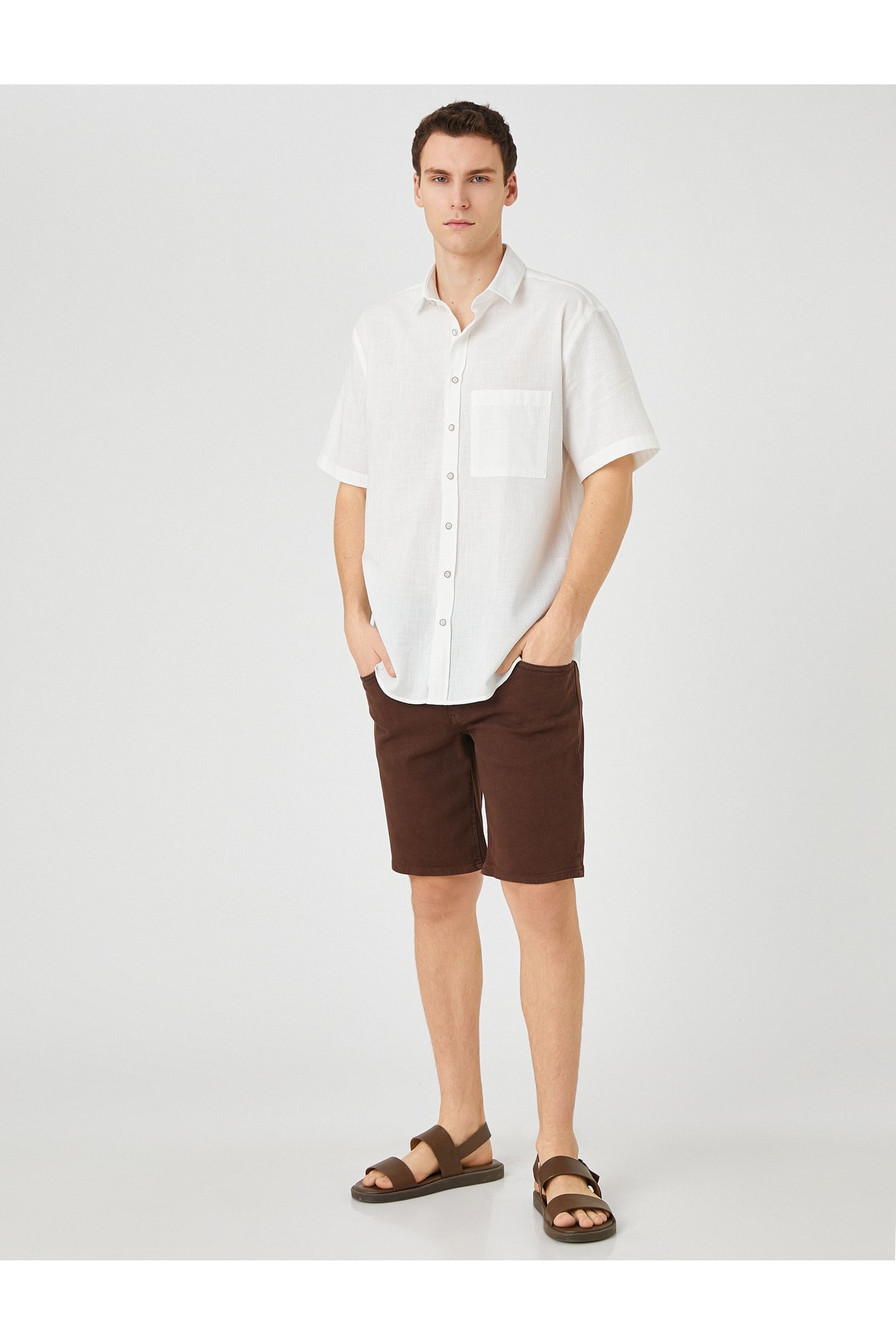 Levně Koton Summer Shirt Short Sleeve Classic Collar Pocket Detailed