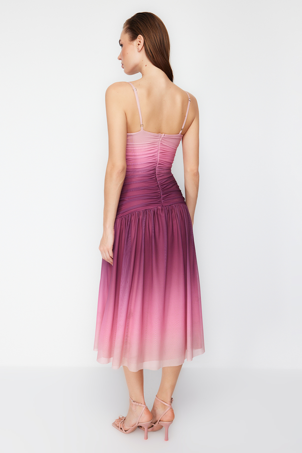 Trendyol Multicolored A-Line Knitted Tulle Dress