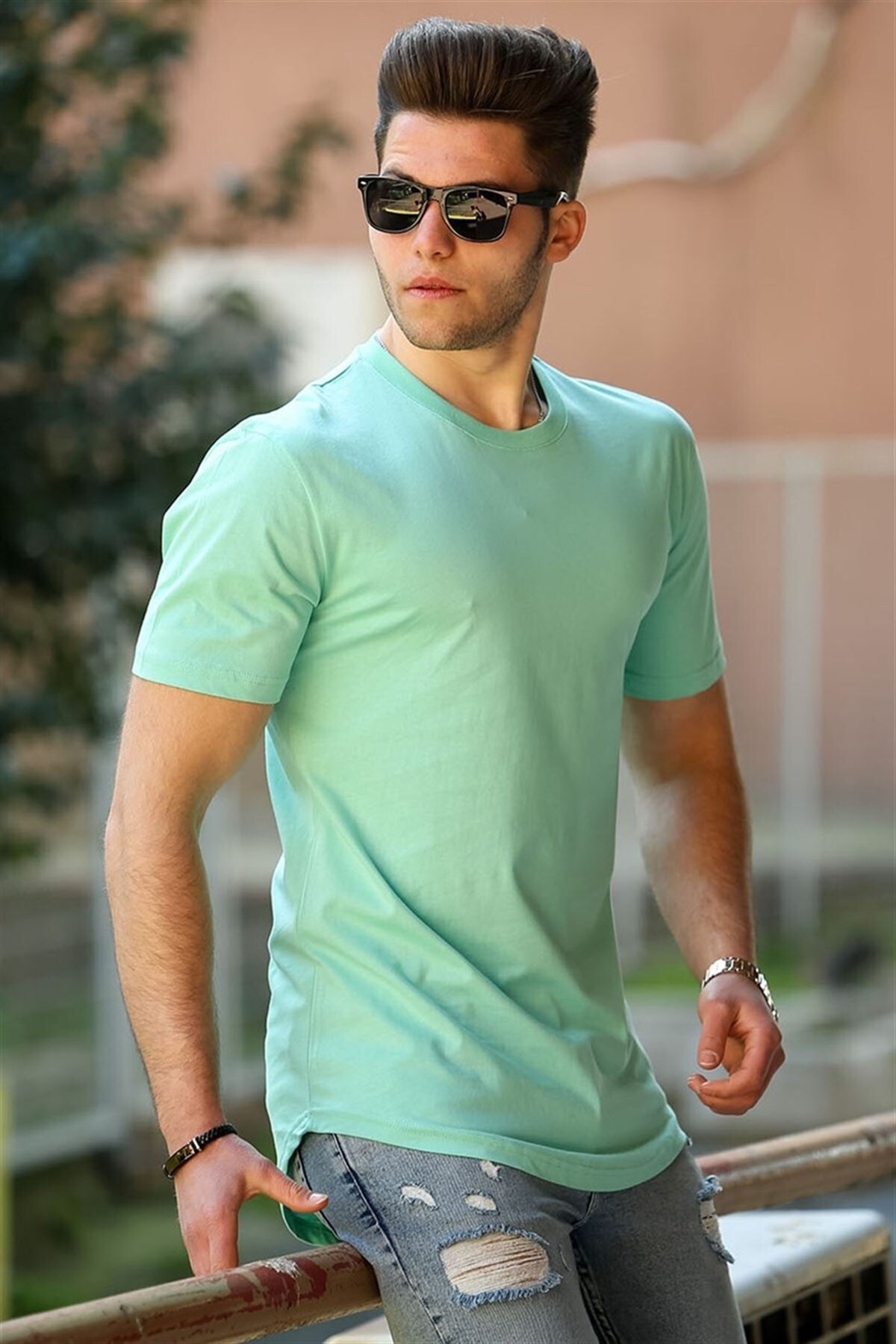Levně Madmext Basic Green Men's T-Shirt 4500
