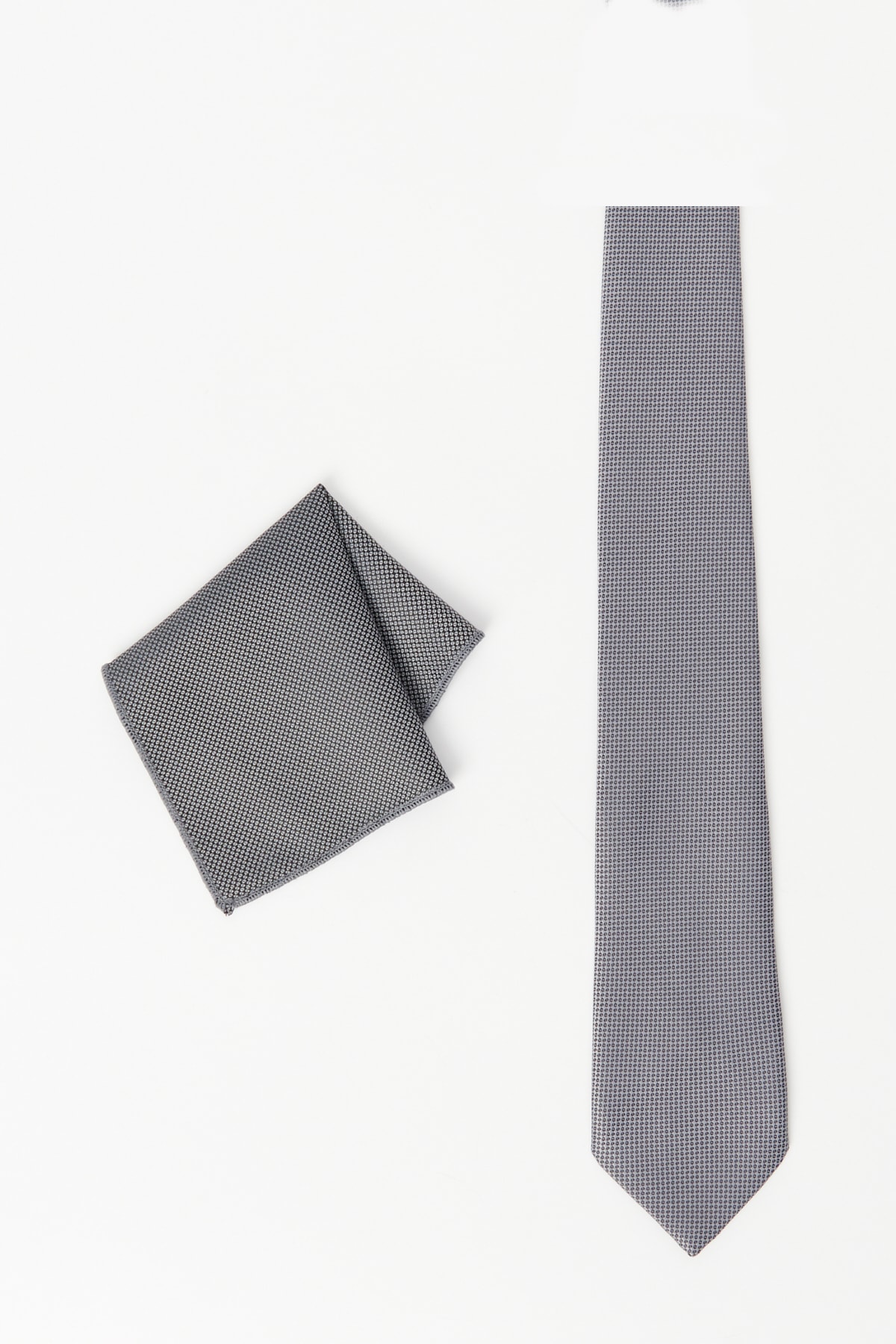 ALTINYILDIZ CLASSICS Men's Gray Patterned Tie-handkerchief Set