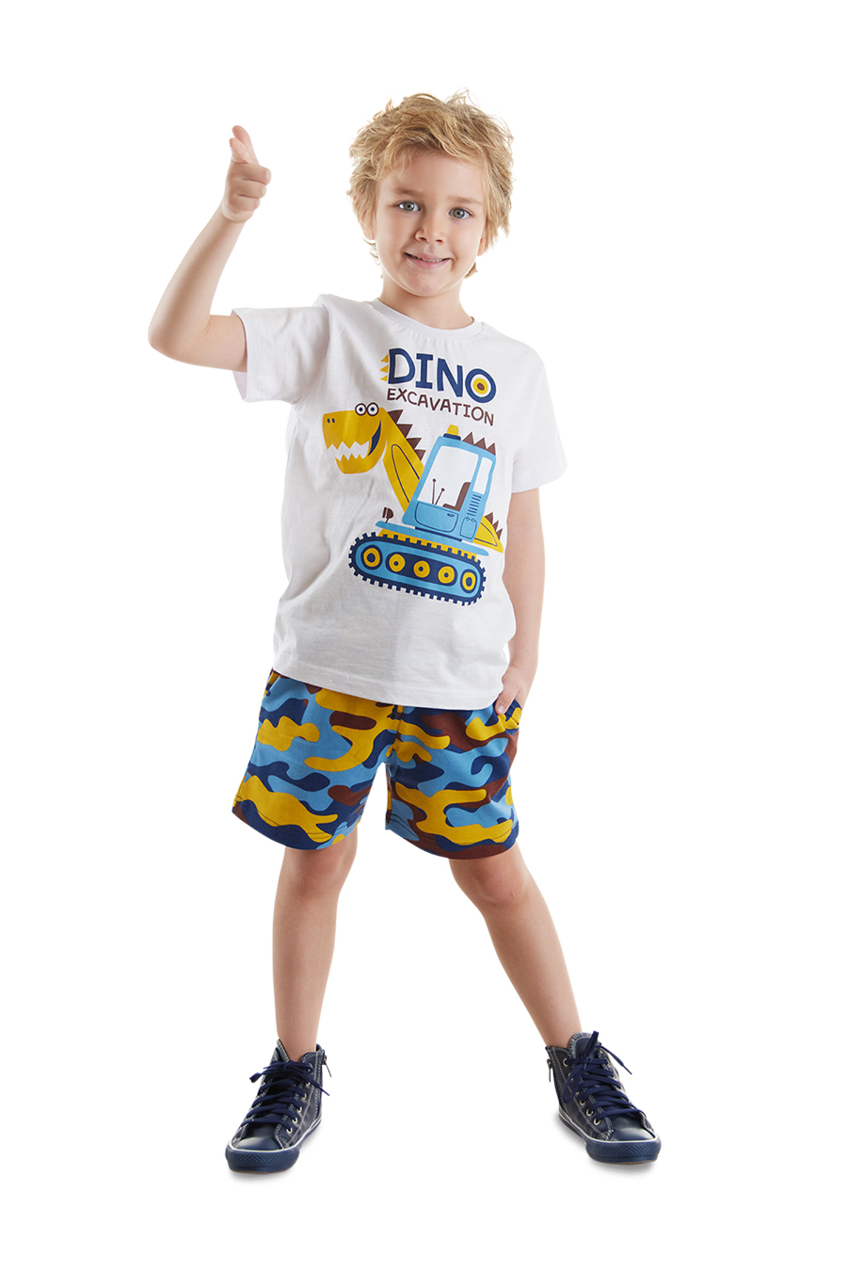 Levně Denokids Dino Goose Boy T-shirt Camouflage Shorts Set