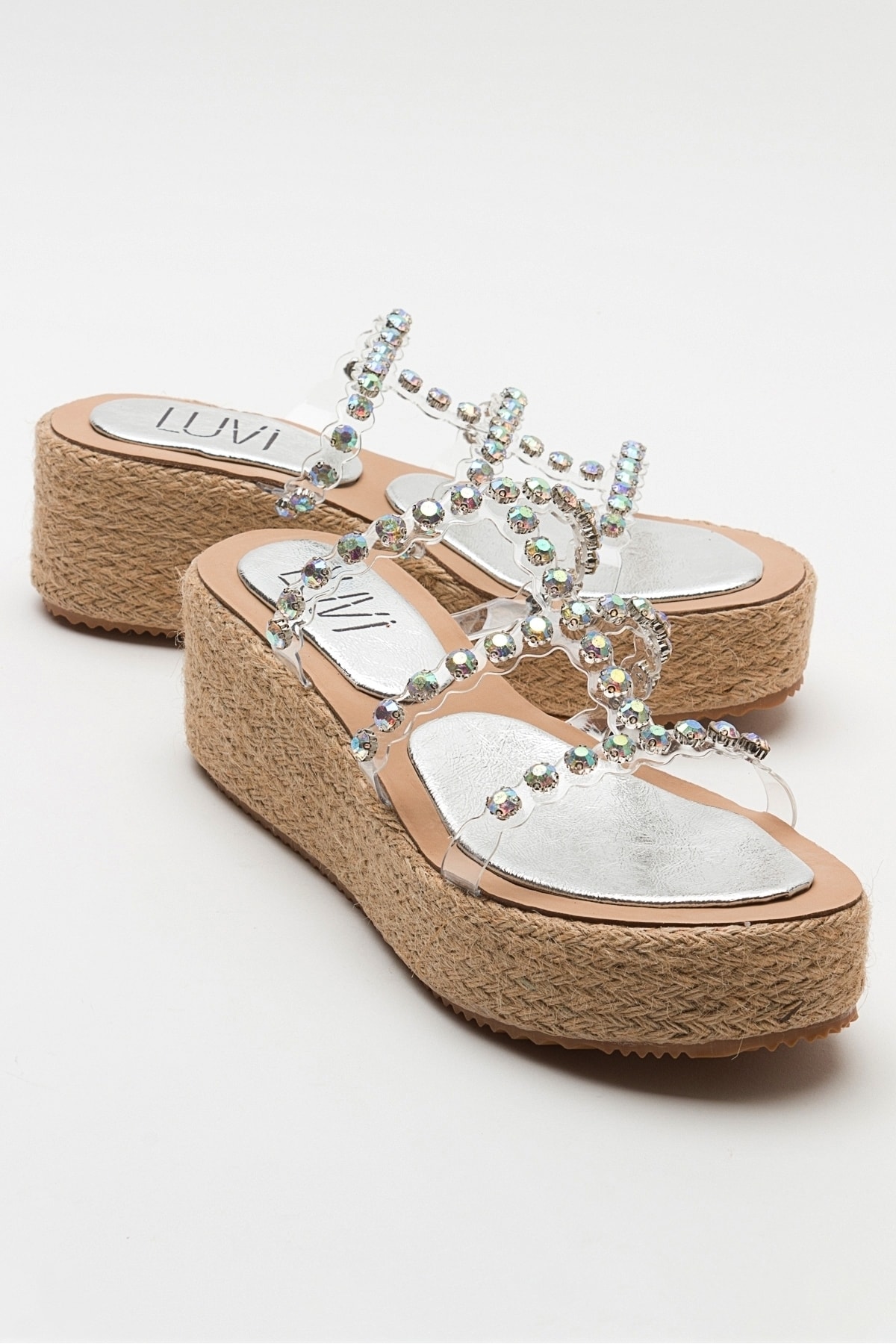 Levně LuviShoes MARJE Women's Silver Stone Filled Sole Slippers