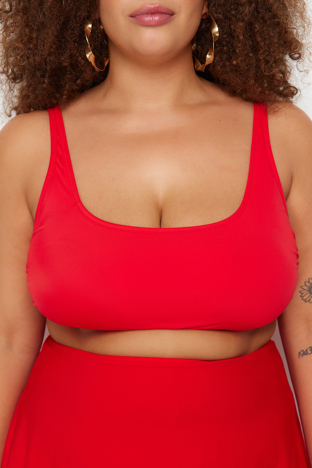 Trendyol Curve Red Square Neck Bralette Bikini Top
