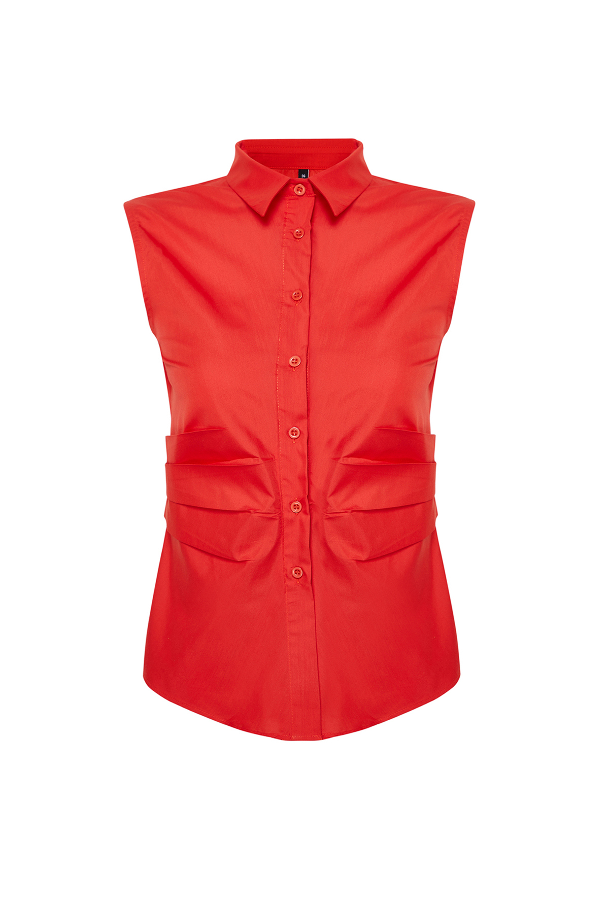 Trendyol Red Pleated Fitted Woven Shirt