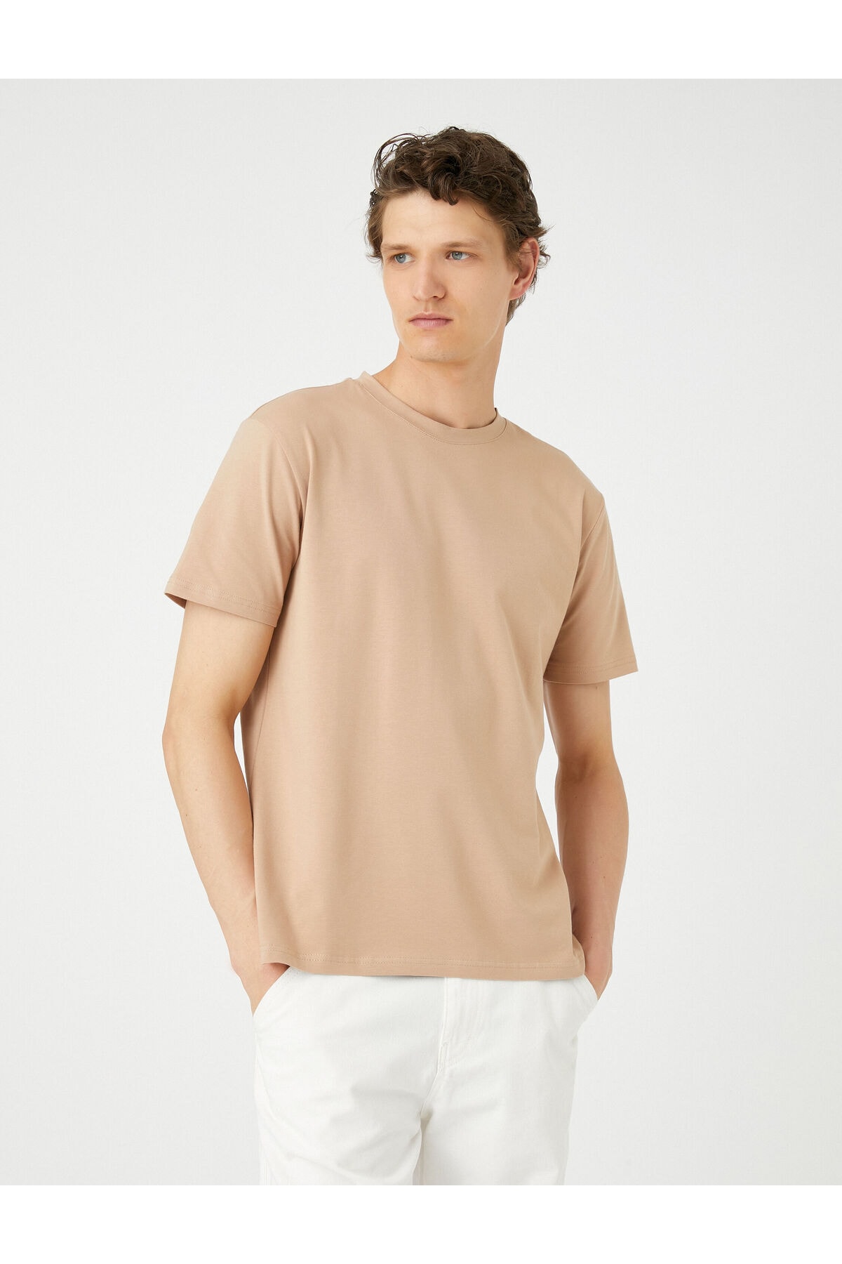 Тениска Koton Basic с къс ръкав, Crew Neck Slim Fit.