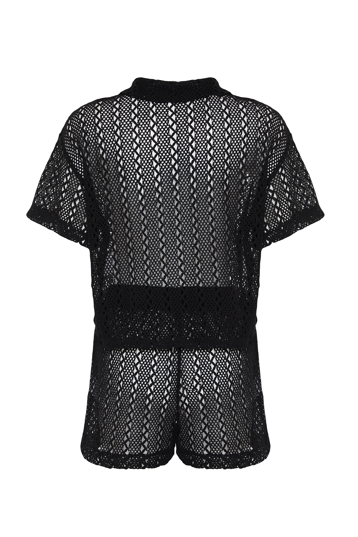 Trendyol Black Knitted Knitwear Look Shirt Shorts Set