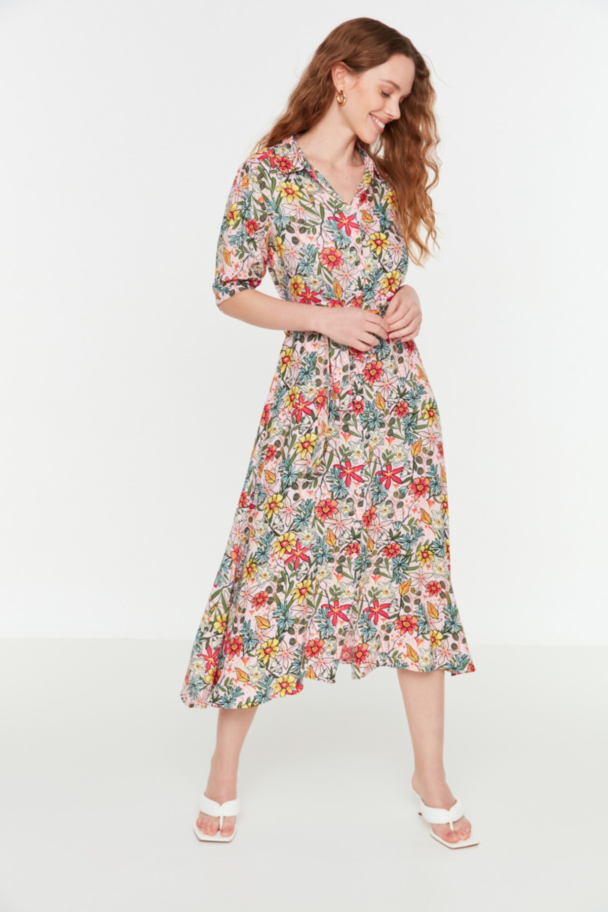 Rochie damă, Trendyol MultiColored BeltEd Shirt Dress