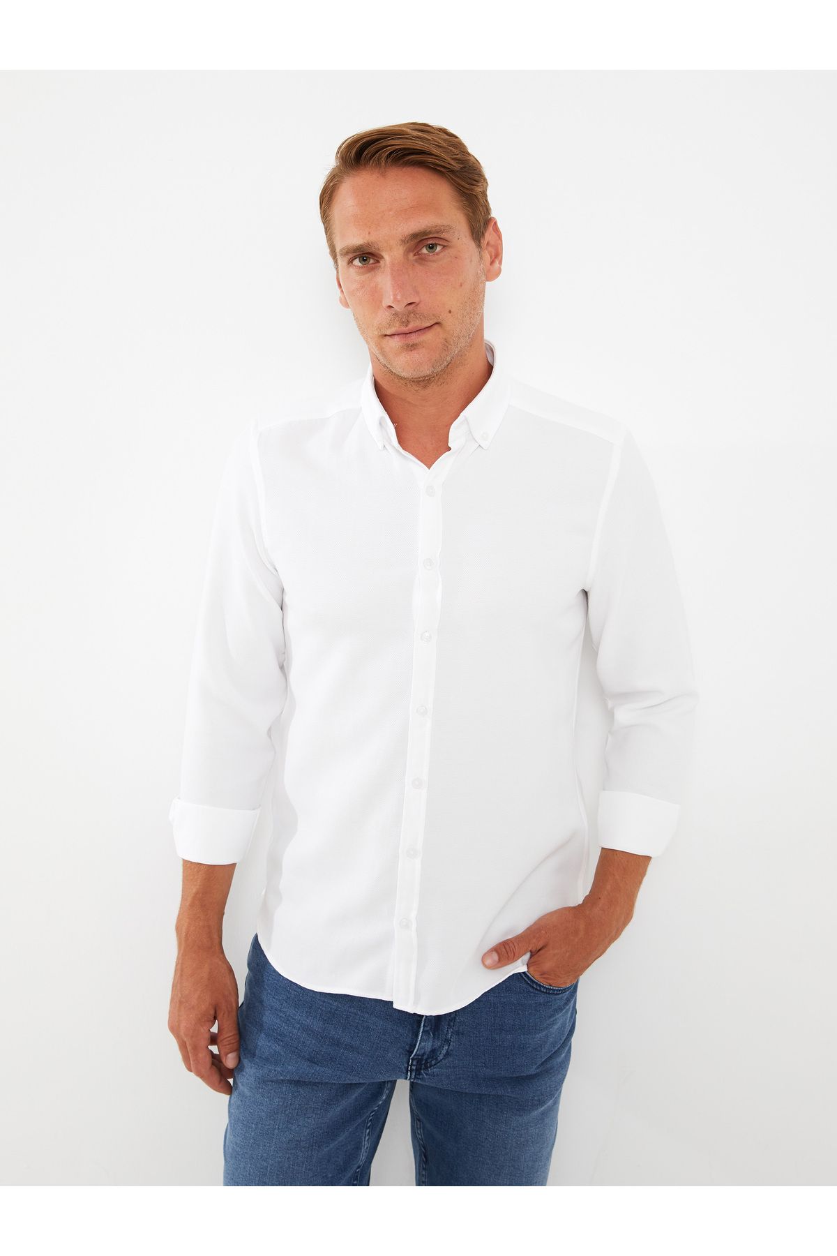 LC Waikiki Slim Fit Long Sleeve Dobby Men's Shirt