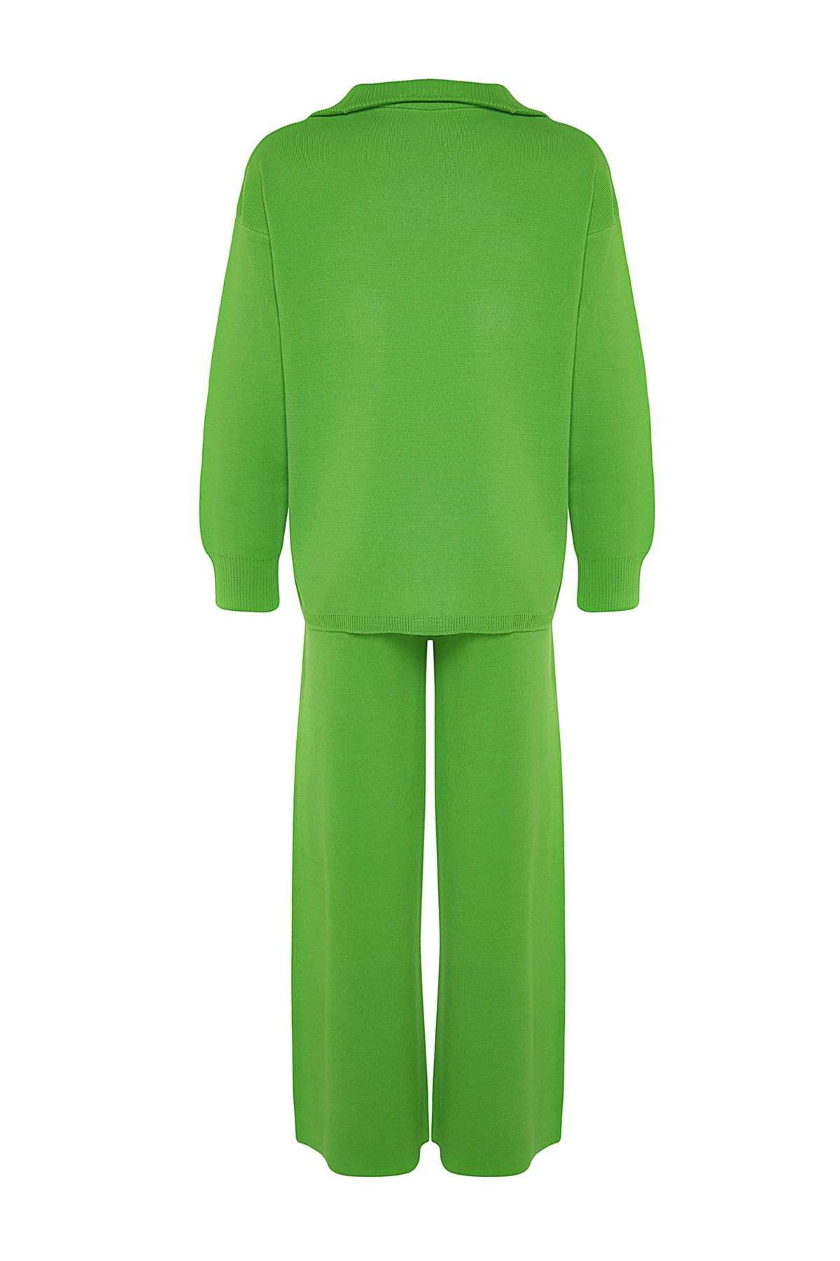 Trendyol Green Wide Fit Zippered and Pocketed Knitwear Bottom-Top Set