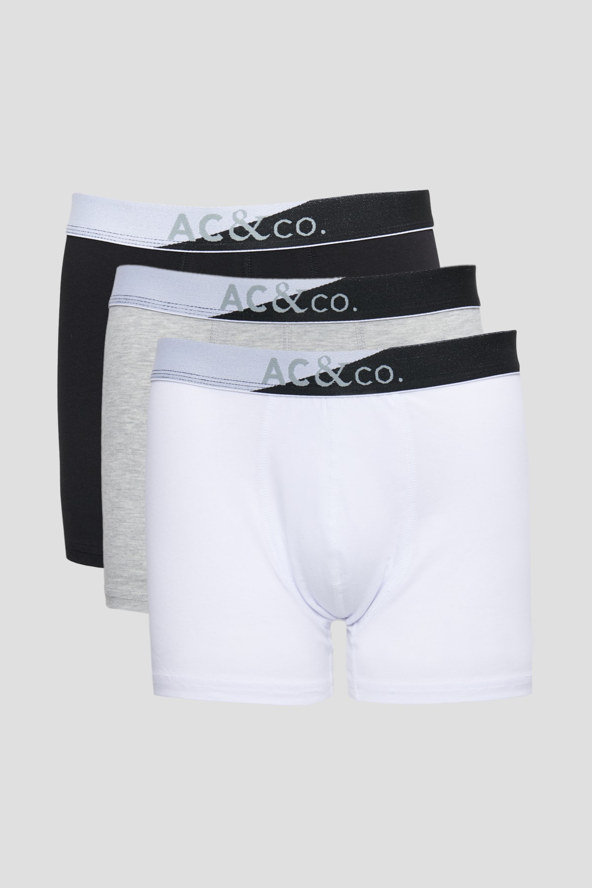 Levně AC&Co / Altınyıldız Classics Men's Black-gray Melange-white 3-pack of Flexible Boxers with Cotton.