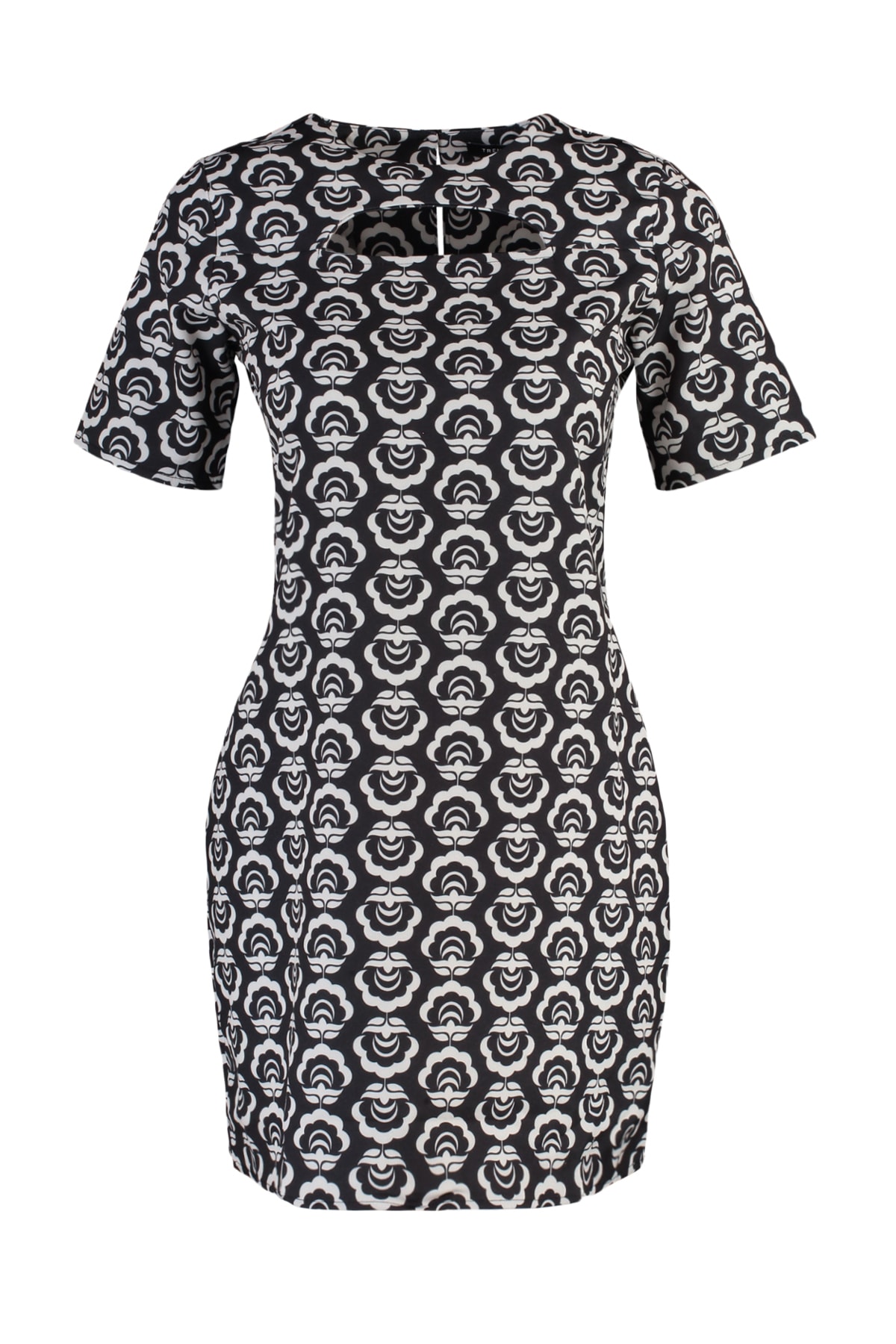 Rochie țesută cu guler negru Trendyol