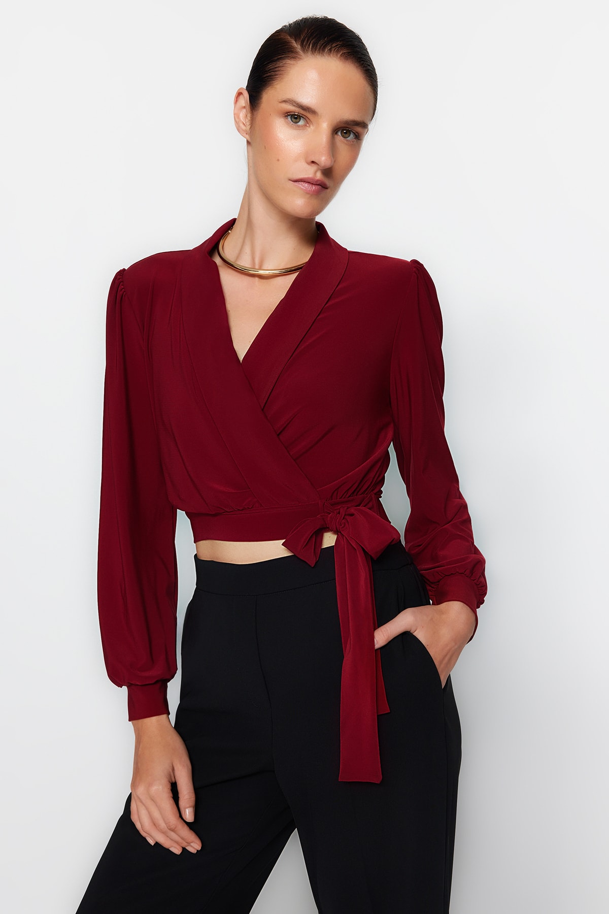 Trendyol Blouse - Burgundy - Slim fit