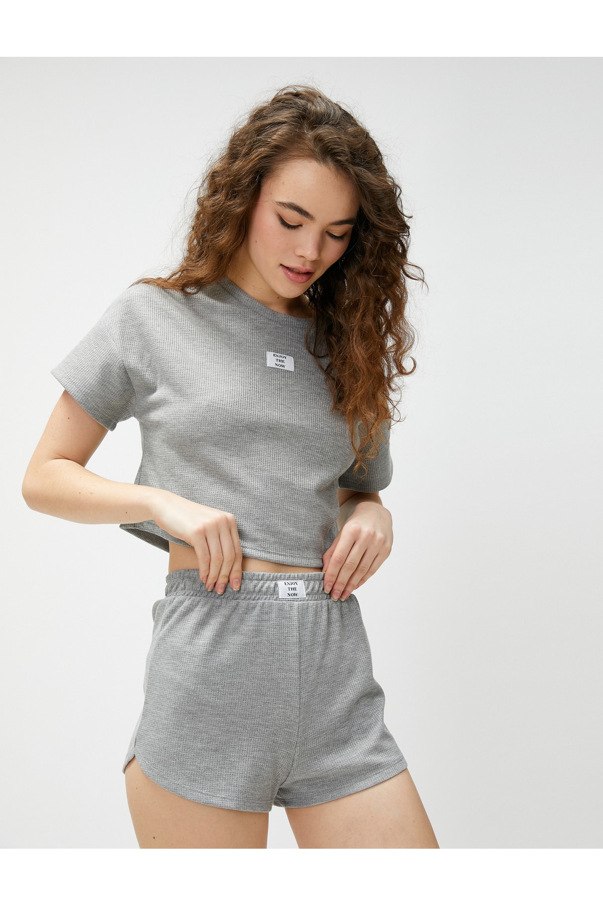 Koton Pajama Top - Gray - Plain