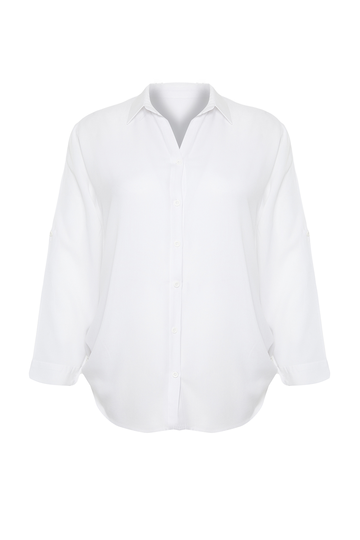 Trendyol Curve White Basic Oversize Woven Shirt