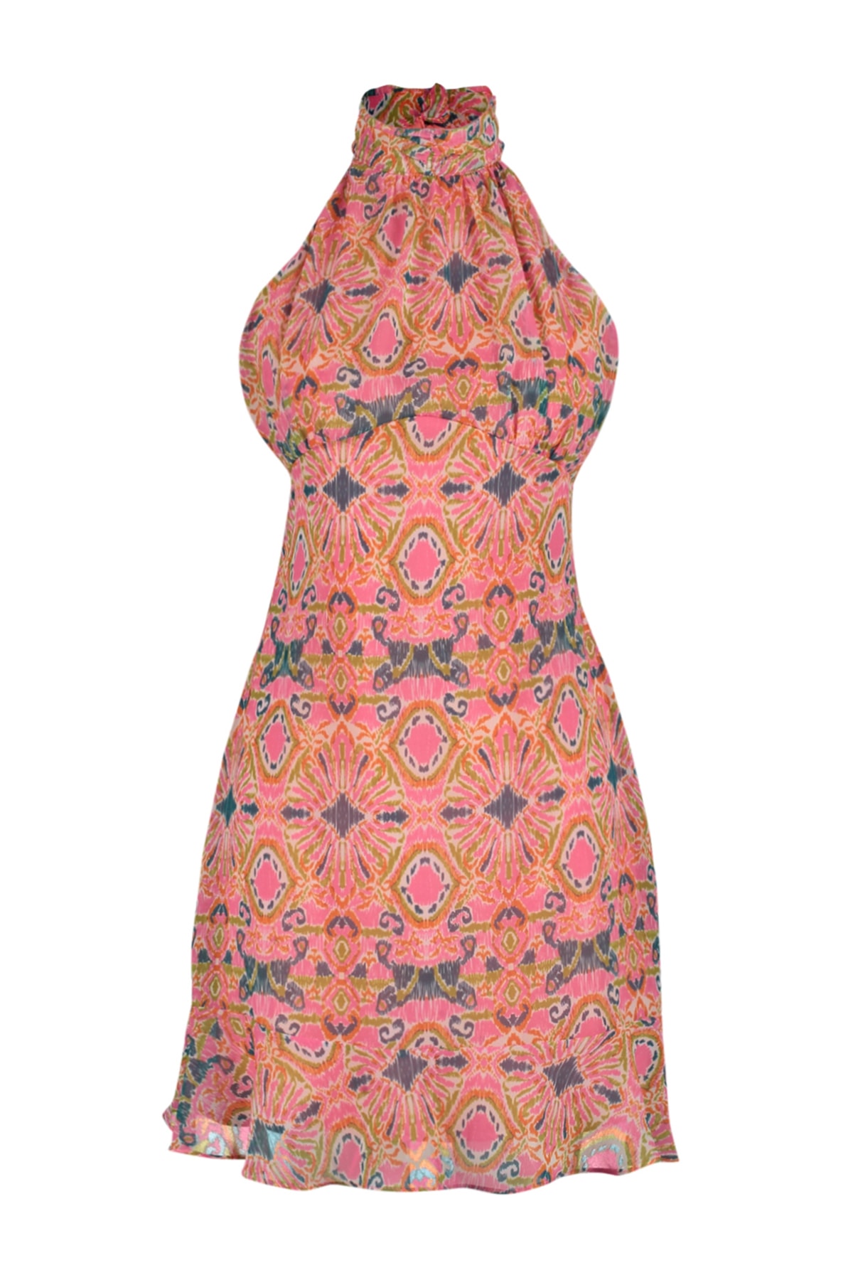 Rochie țesută Trendyol Pink cu decolteu înalt