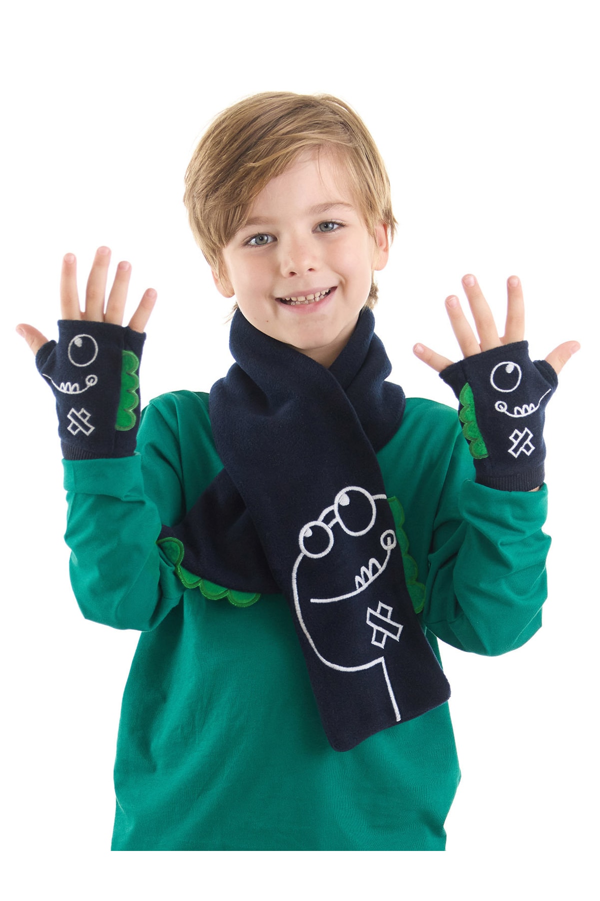 Denokids Caterpillar Dino Boy's Scarf - Glove Set