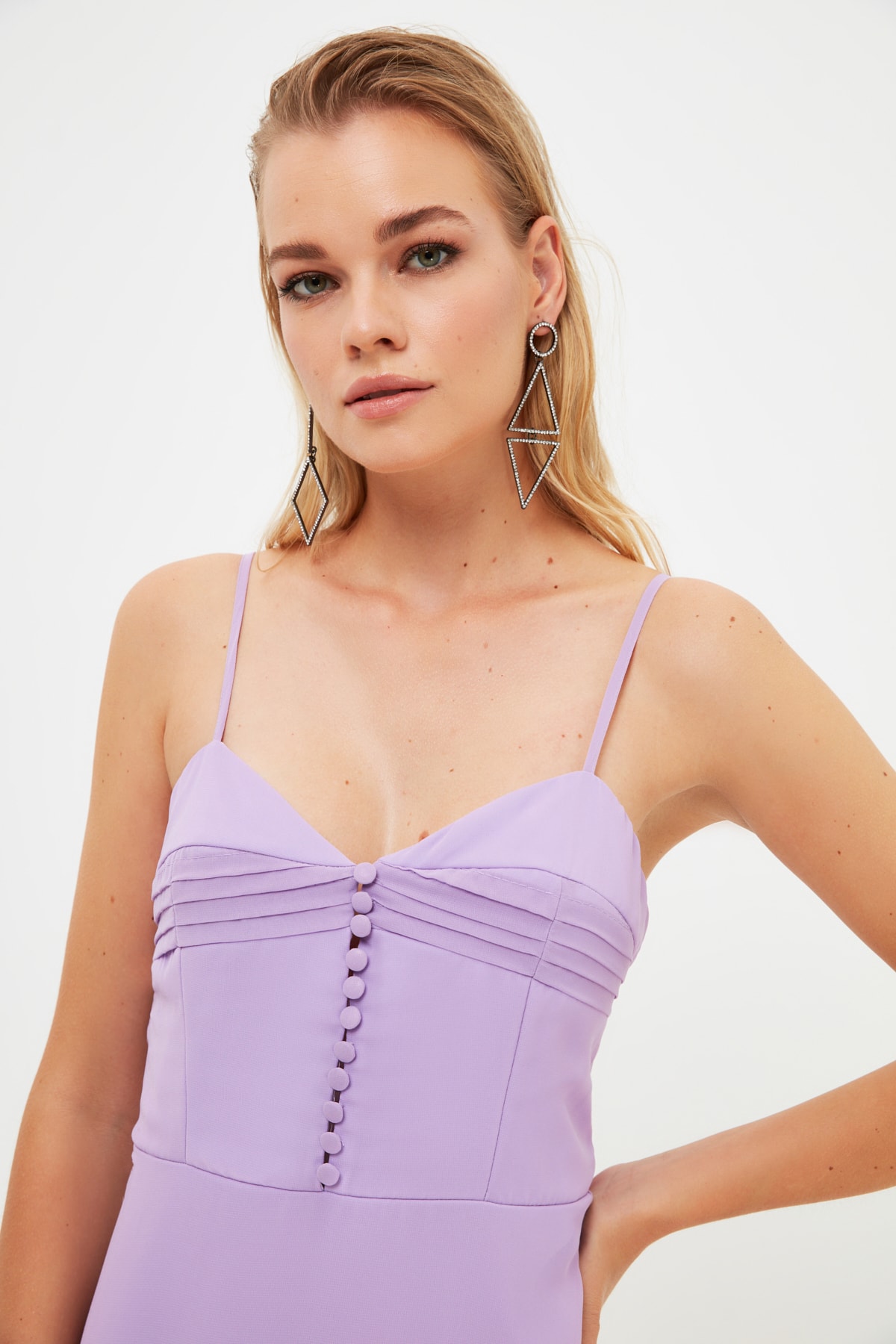 Trendyol Liliac Buton detaliat Rochie