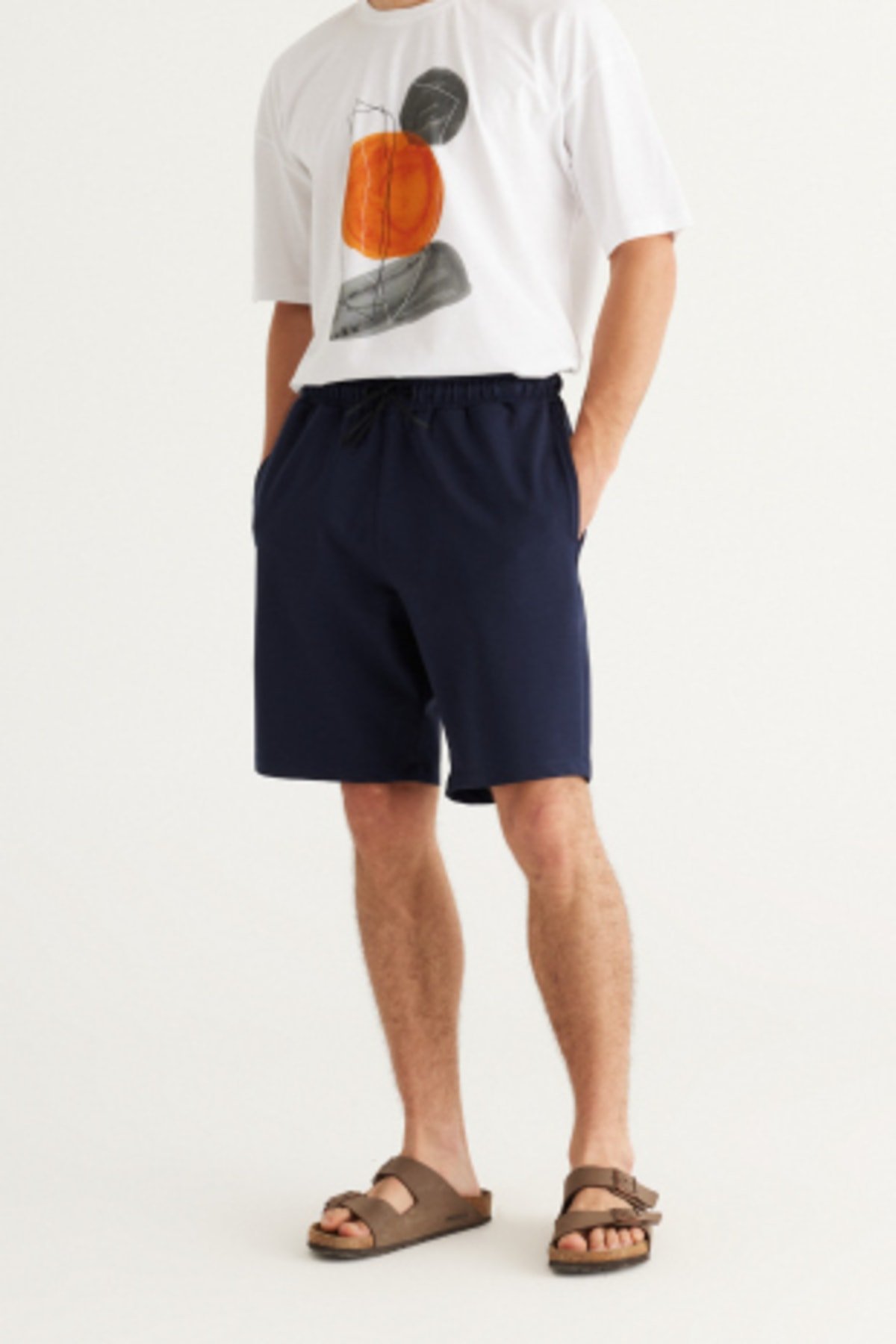 Levně AC&Co / Altınyıldız Classics Men's Navy Blue Standard Fit Normal Cut Cotton Flexible Knitted Shorts.