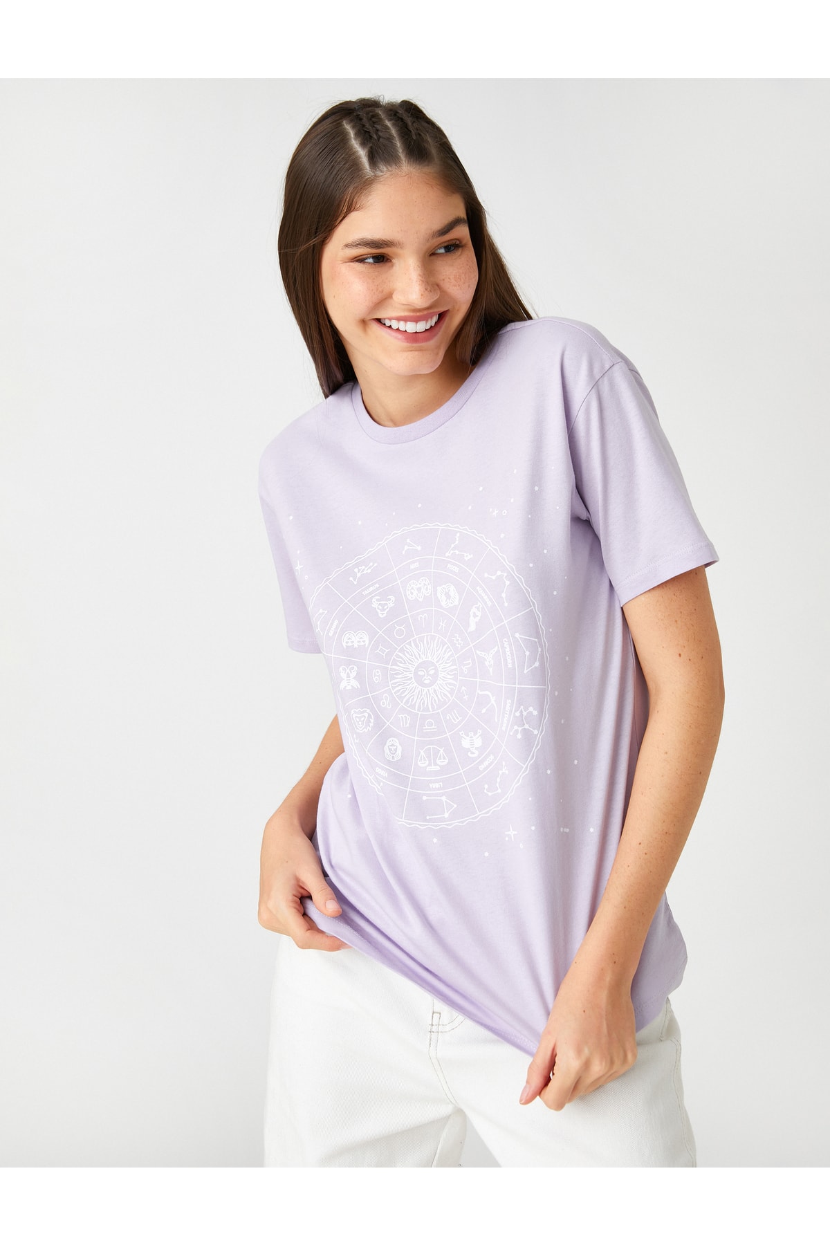 Levně Koton Zodiac Printed T-Shirt Short Sleeved Crew Neck