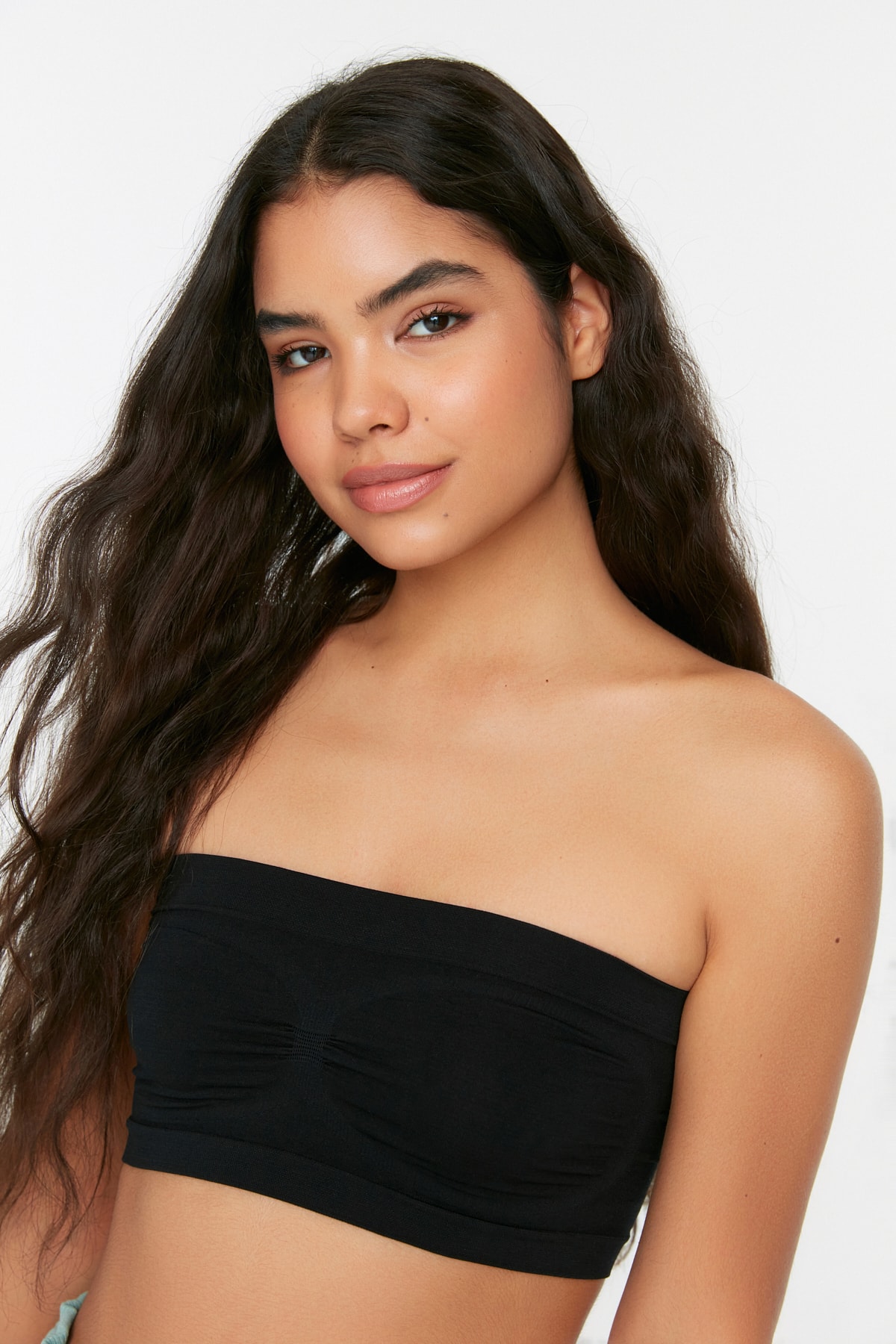 Trendyol Black Gathering Strapless Bra