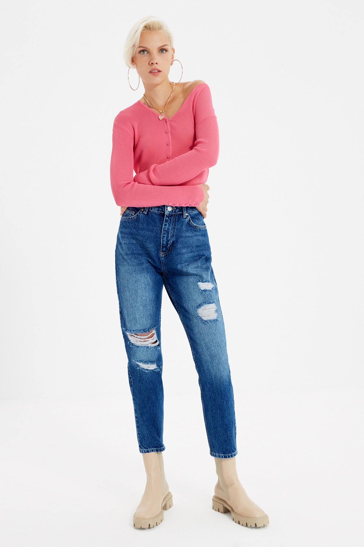 Trendyol Jeans - Blue - Mom