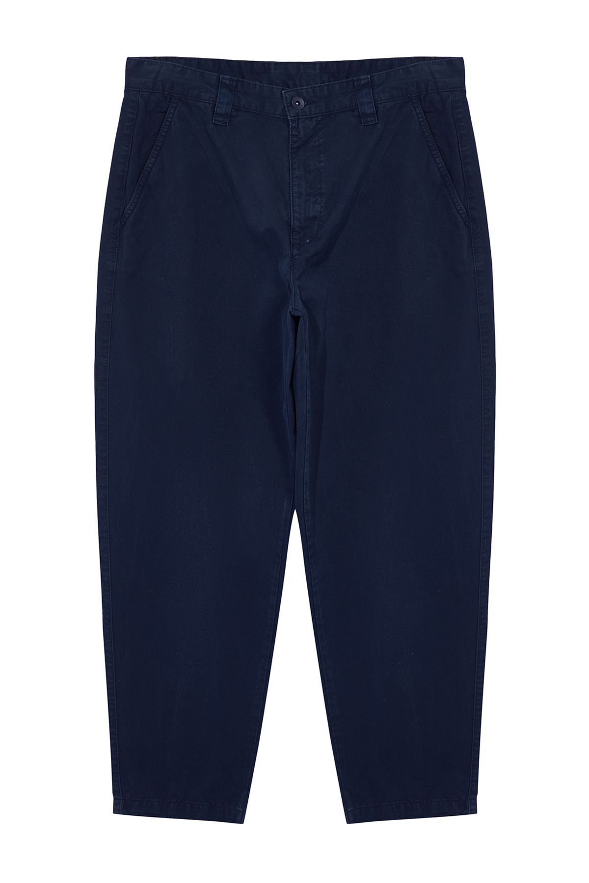 Trendyol Navy Blue Balloon Fit Cotton Gabardine Woven Trousers