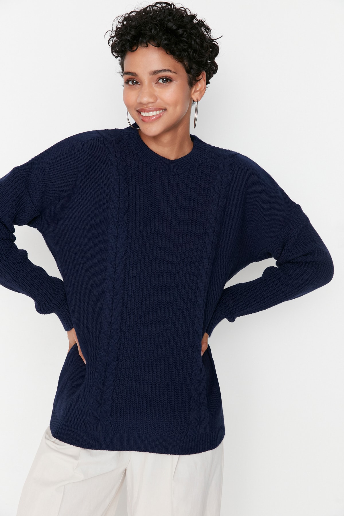 Trendyol Navy Blue Knit Detailed Knitwear Sweater
