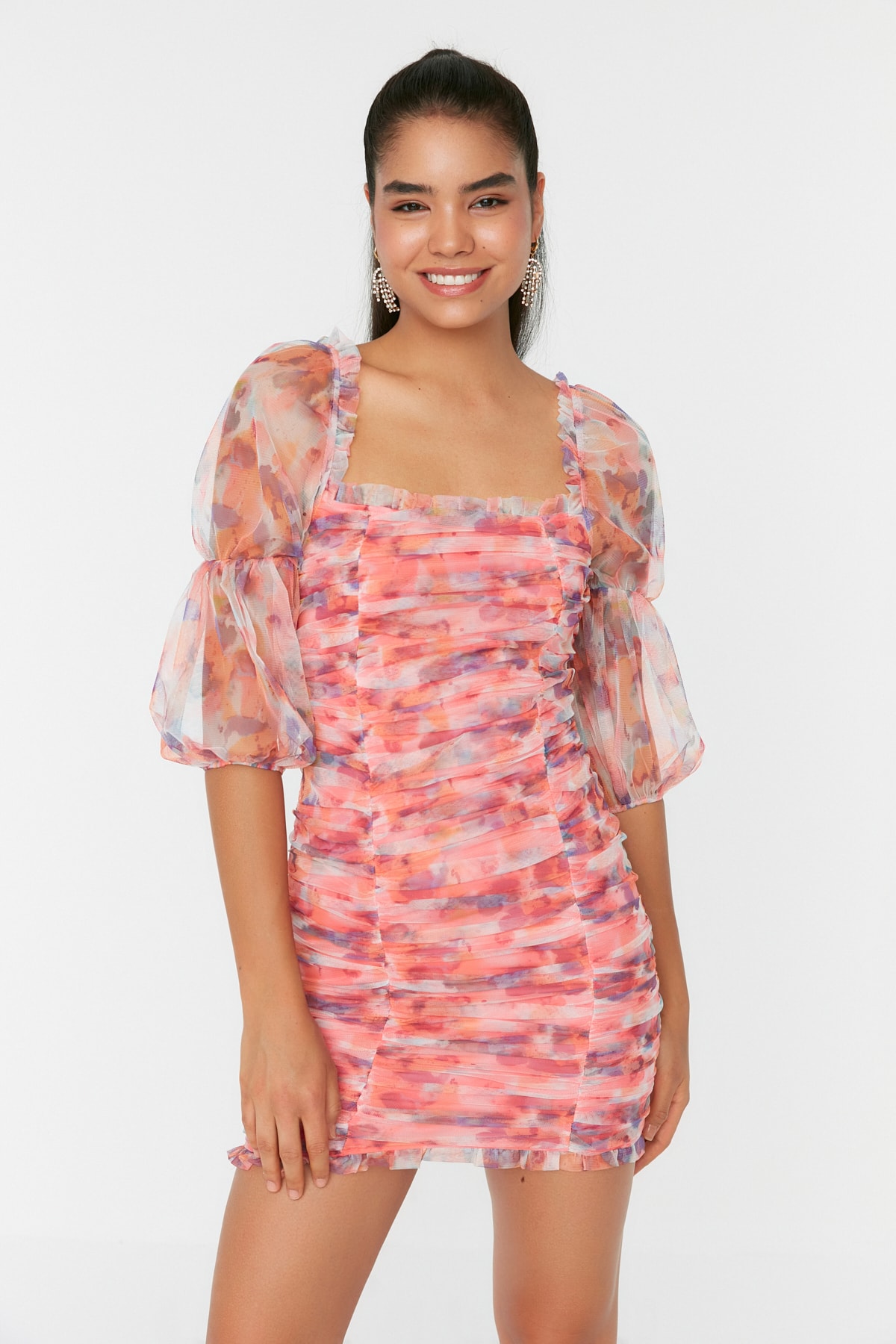 Rochie de seara detaliata multicolora Trendyol