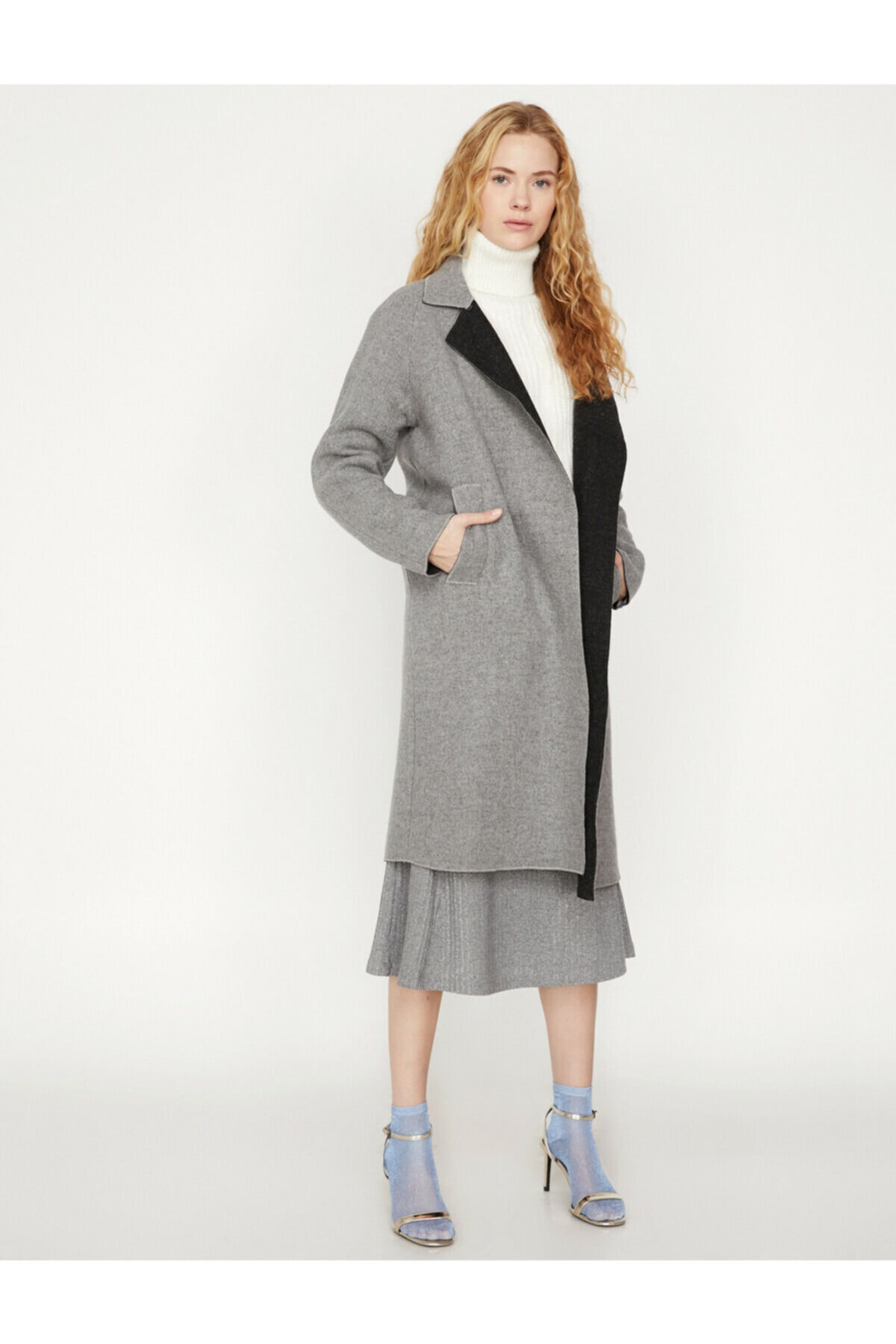 Levně Koton Women's Gray Pocket Detailed Coat