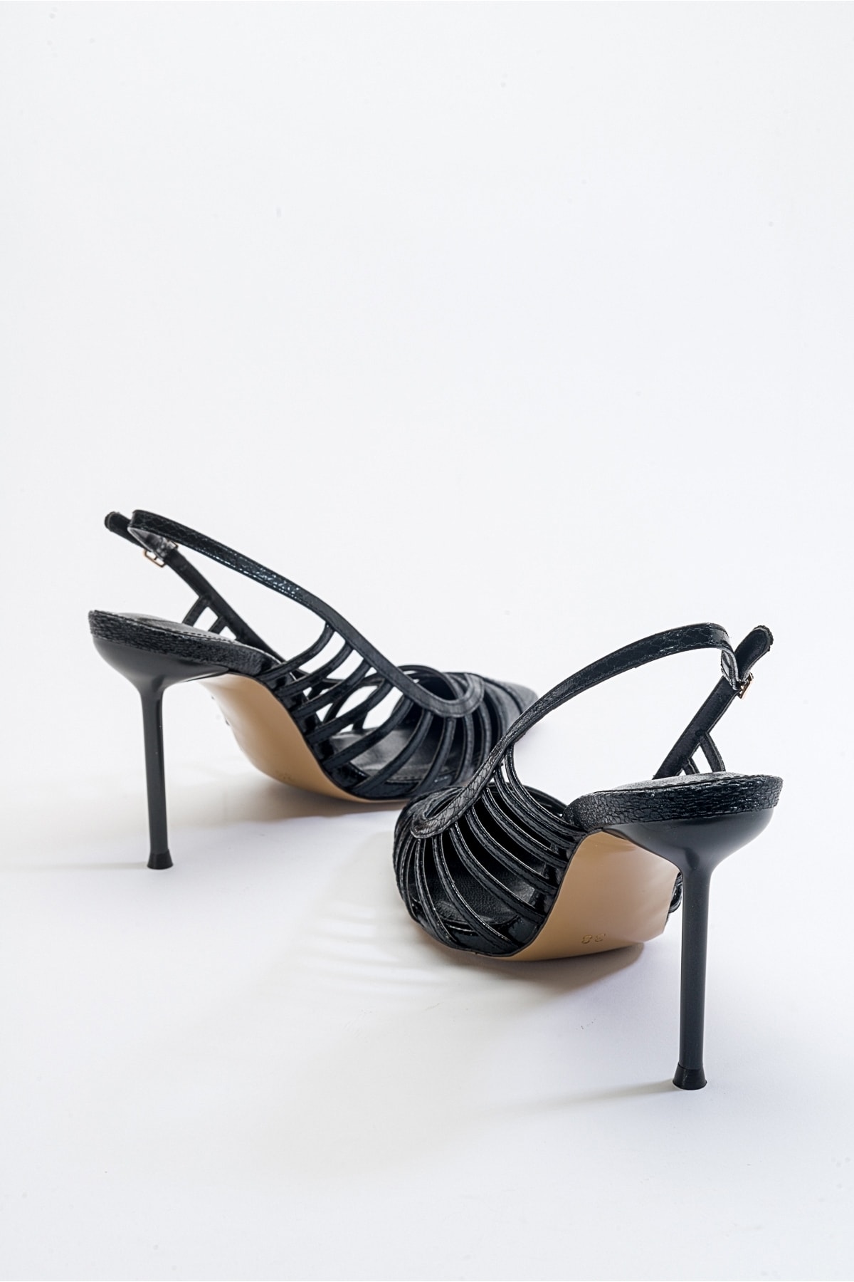 LuviShoes Gesto Women's Black Patterned Heeled Shoes