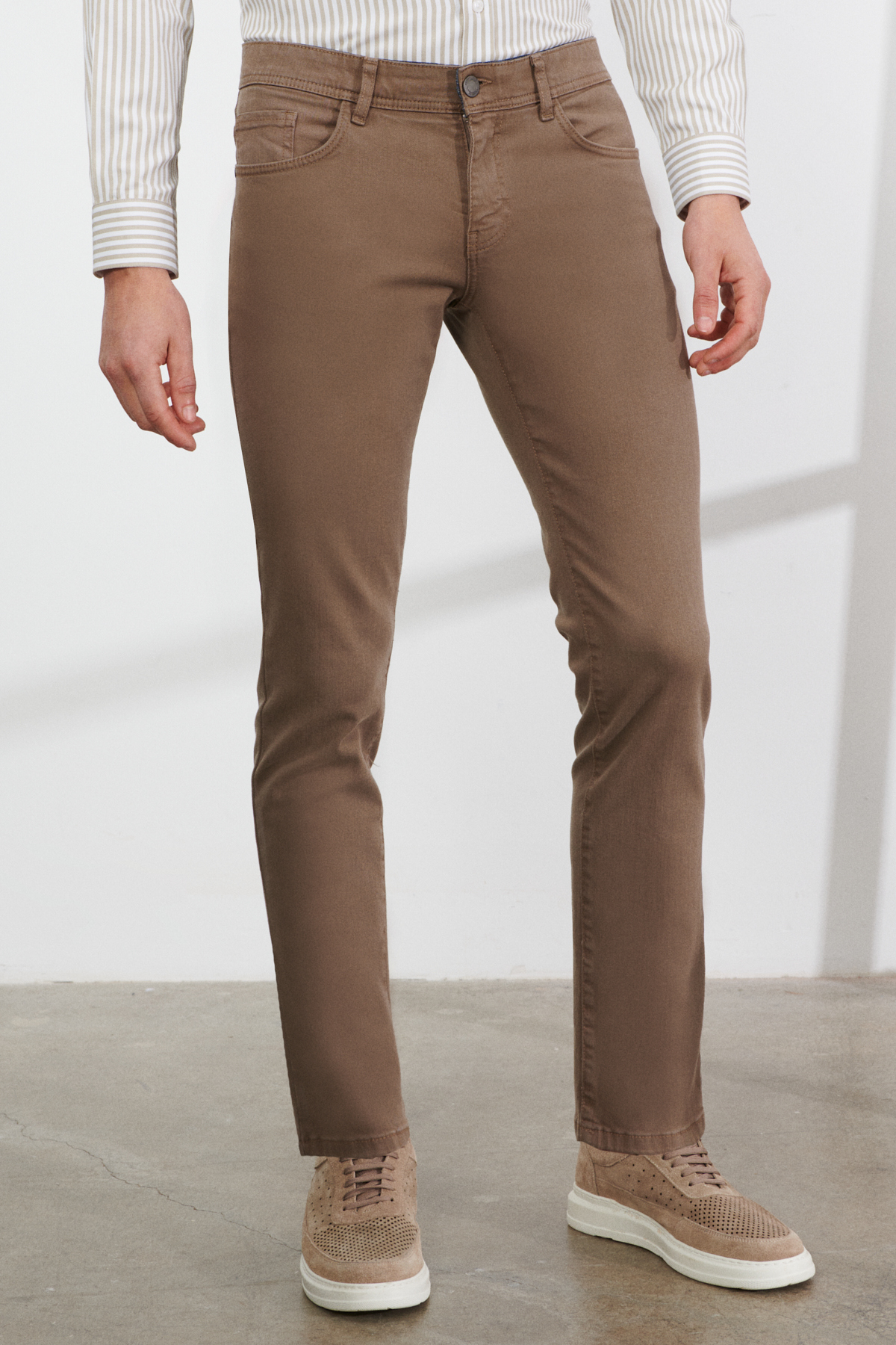 ALTINYILDIZ CLASSICS Men's Mink Casual Slim Fit Slim-fit Pants that Stretch 360 Degrees in All Directions.