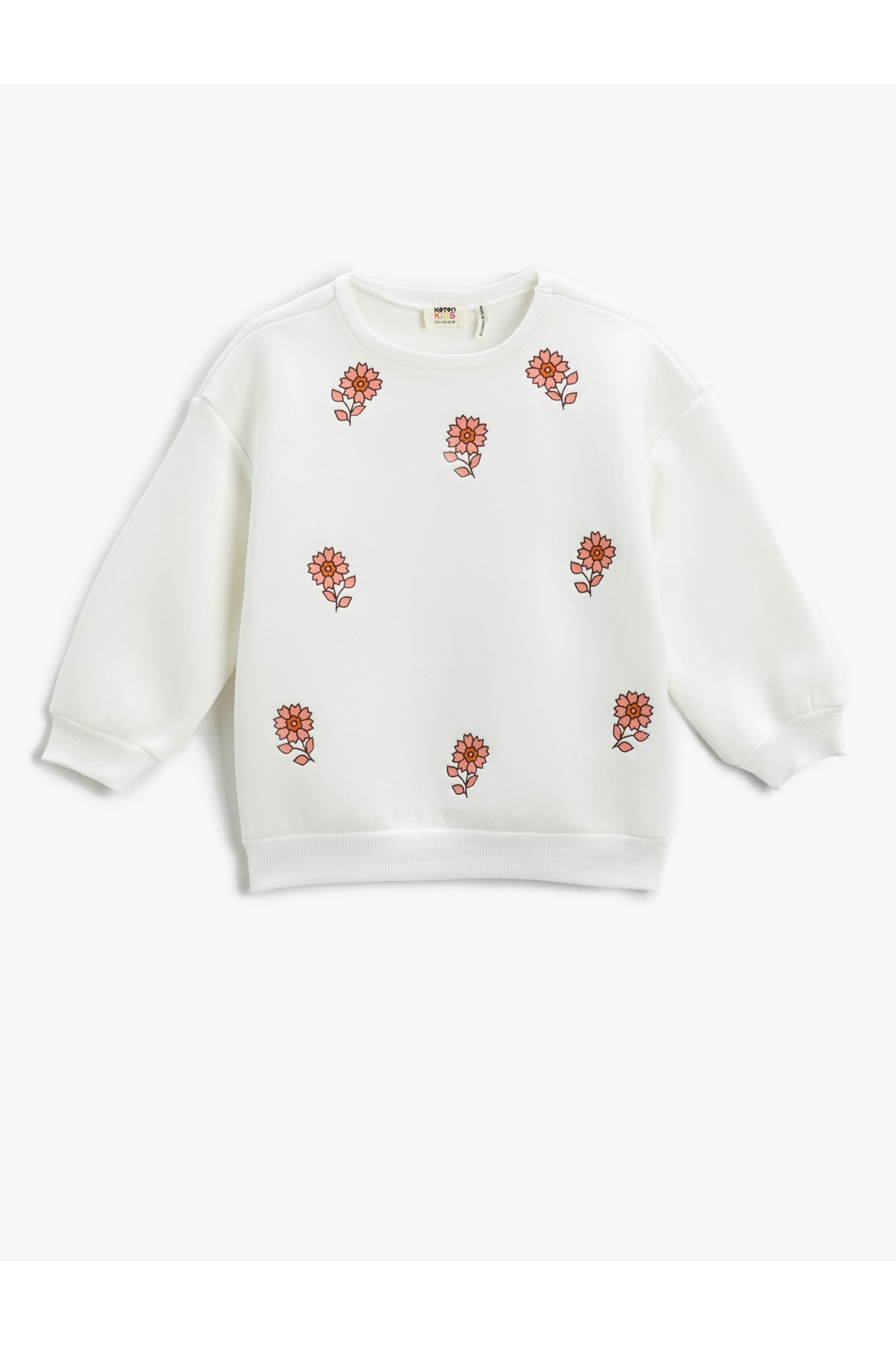 Levně Koton Floral Printed Sweatshirt Long Sleeve Crew Neck Raised