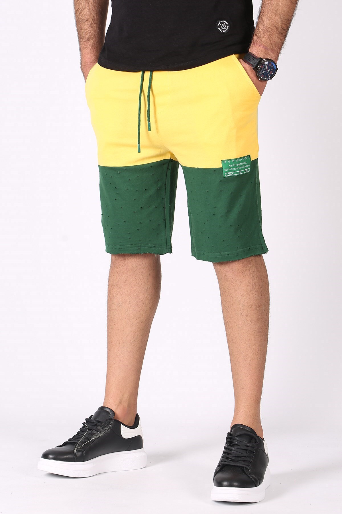 Levně Madmext Color Block Yellow Casual Shorts