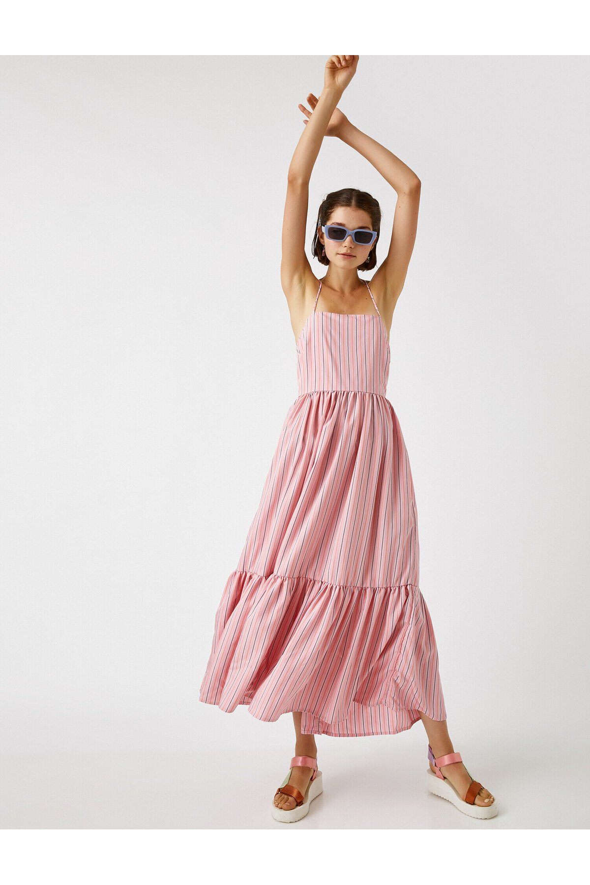 Koton femei cu dungi roz Rochie