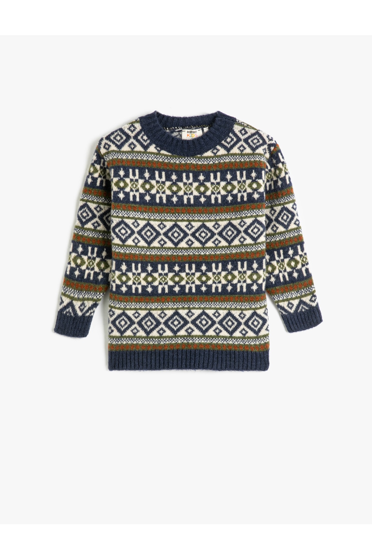 Levně Koton Sweater Knit Round Neck Long Sleeve Ethnic Patterned