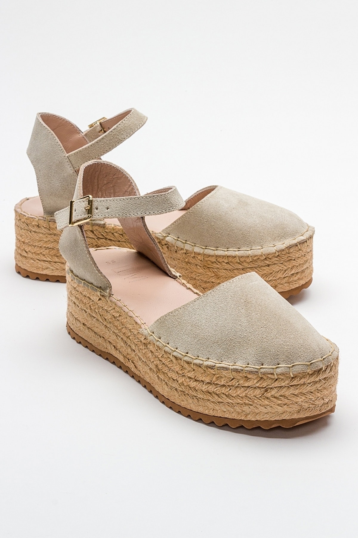 LuviShoes VIBA Women's Beige Suede Genuine Leather Sandals