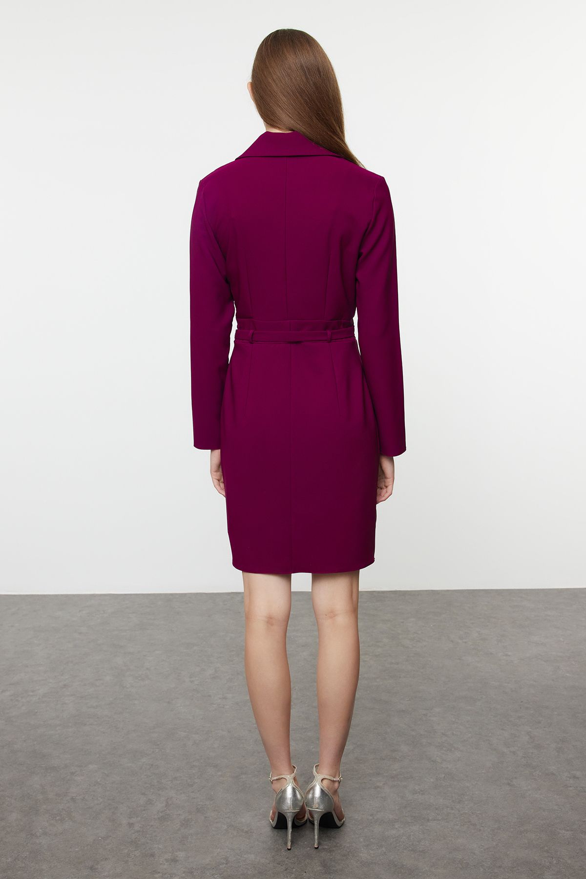 Trendyol Plum Jacket Collar Mini Woven Dress
