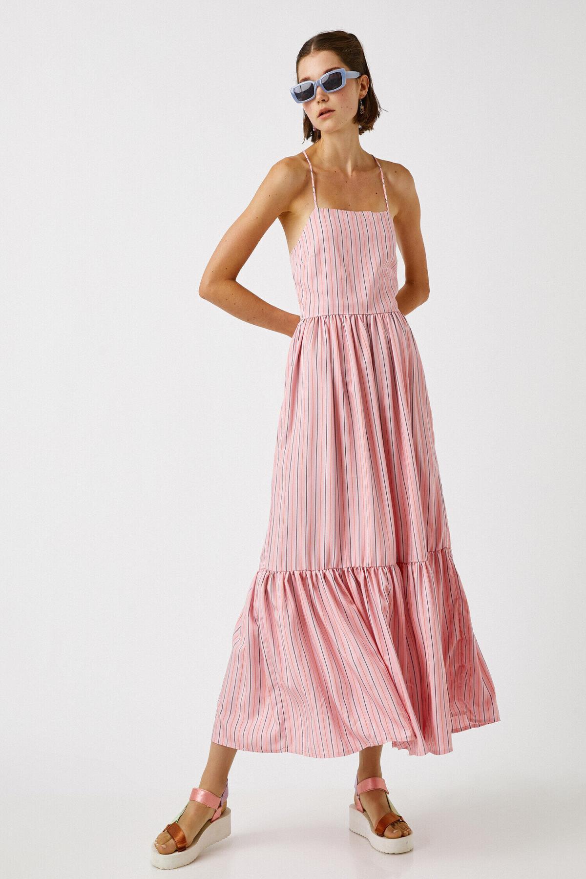 Koton femei cu dungi roz Rochie