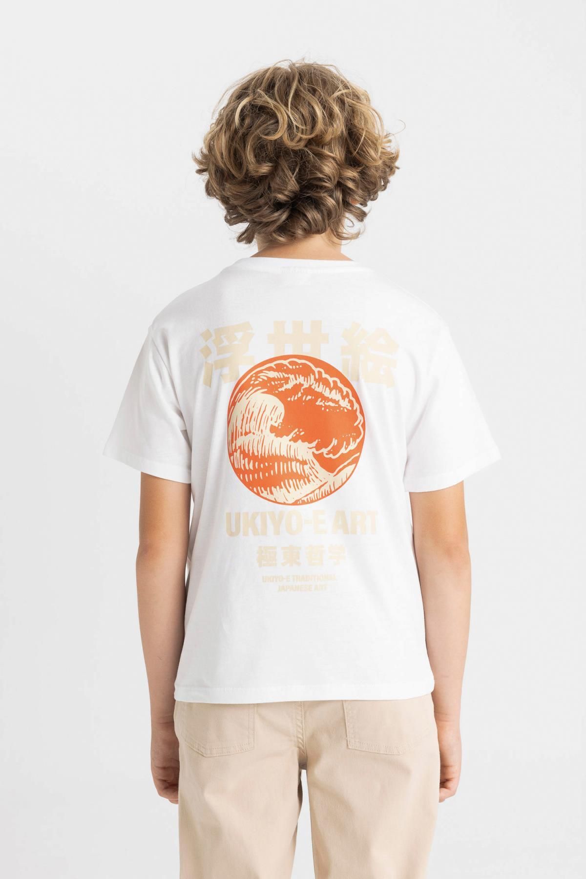 DEFACTO Boy's Crew Neck Printed Short Sleeve T-Shirt