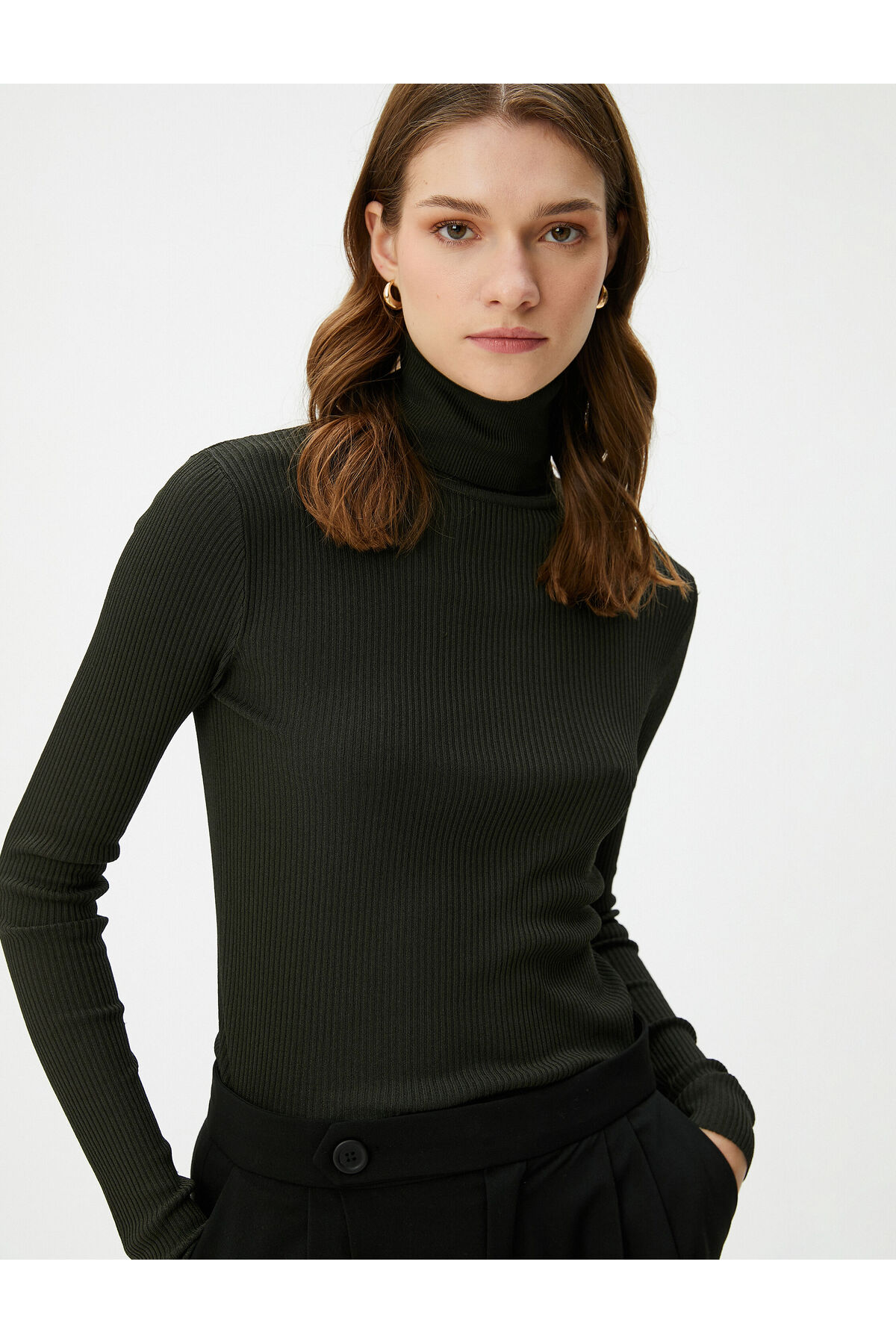 Koton Turtleneck Sweater Basic Ribbed