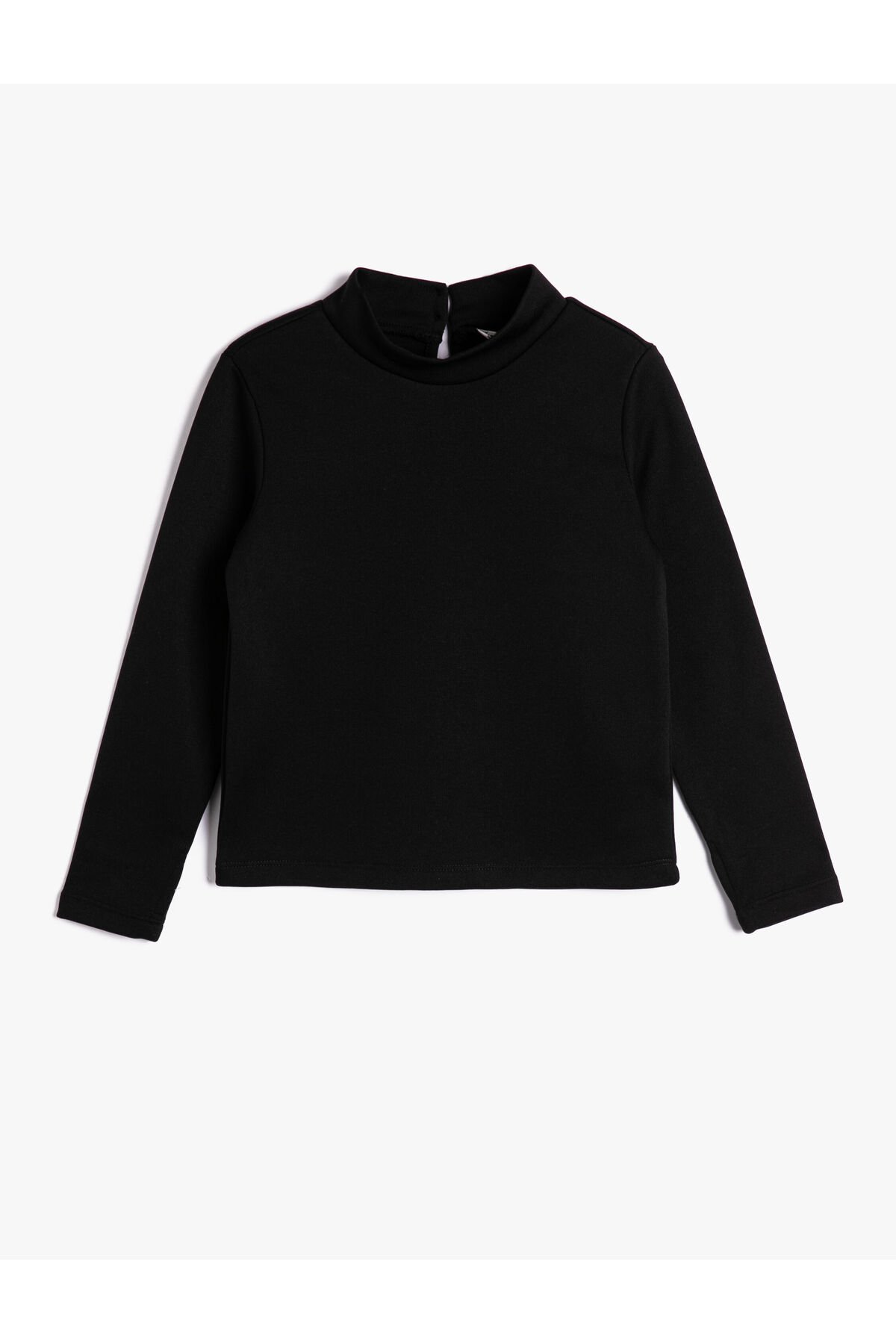 Levně Koton Basic Sweatshirt Long Sleeved Stand-Up Collar With Back Button Fastening.